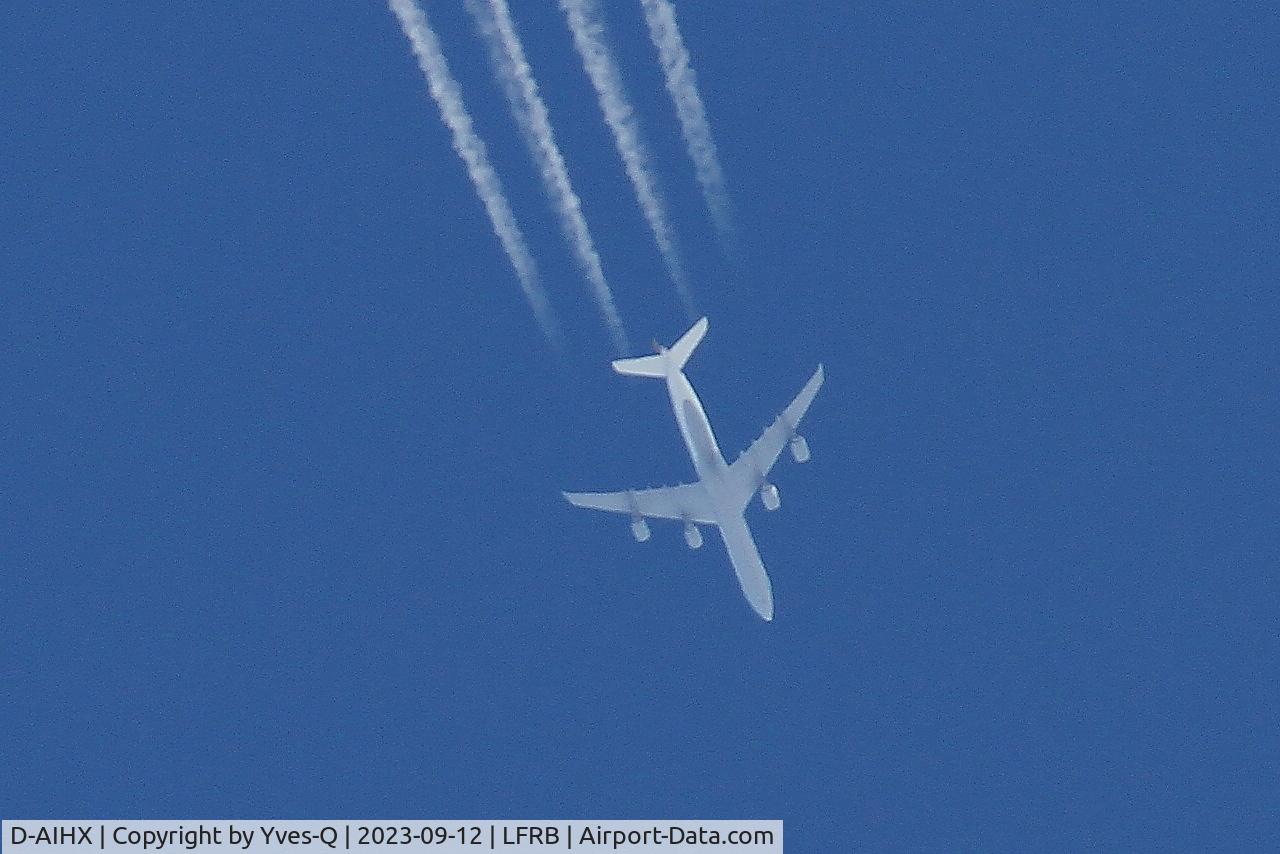 D-AIHX, 2009 Airbus A340-642 C/N 981, Airbus A340-642, Flight over Brest-Bretagne airport (LFRB-BES)