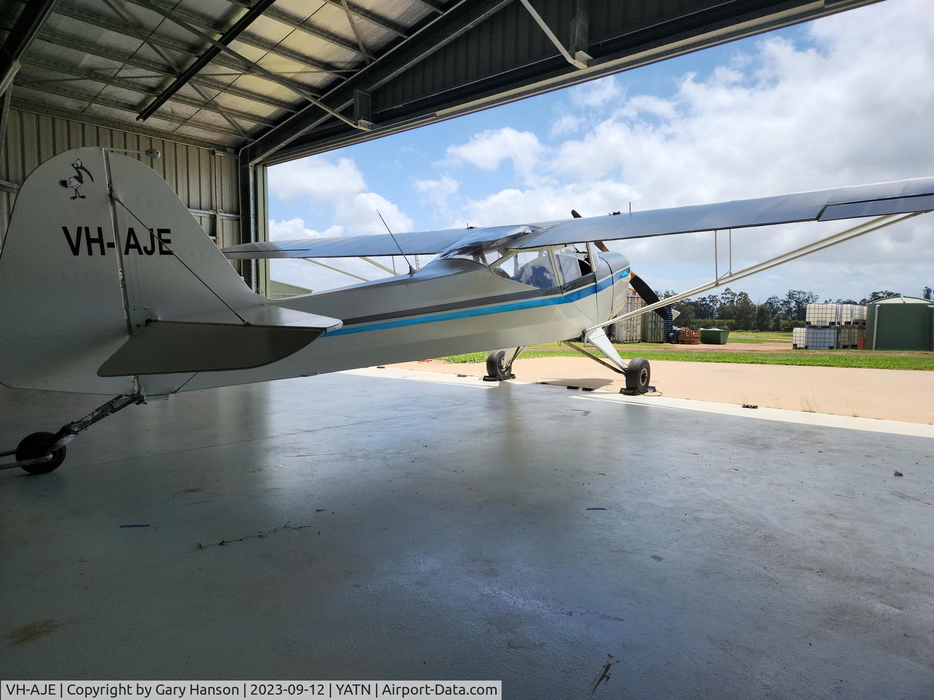 VH-AJE, 1946 Auster J-1 Autocrat C/N 1874, As of 2023. In new permanent location Atherton Queensland (YATN).
Currently the most northerly Auster in Australia.