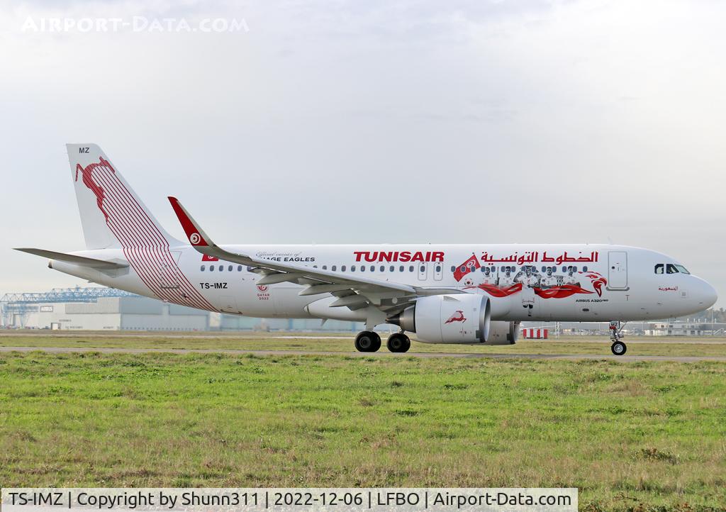 TS-IMZ, 2022 Airbus A320-251N C/N 11070, Taxiing holding point rwy 14L in special World Cup c/s