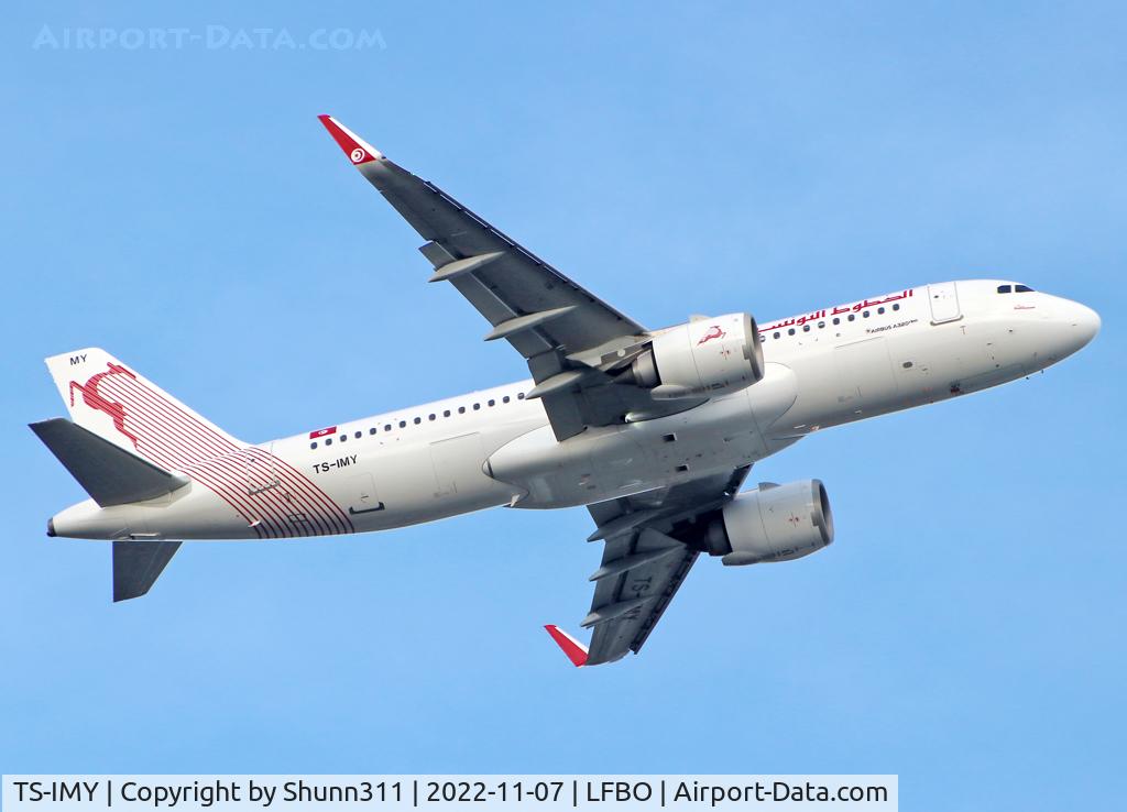 TS-IMY, 2022 Airbus A320-251N C/N 10631, Climbing after take off rwy 14L