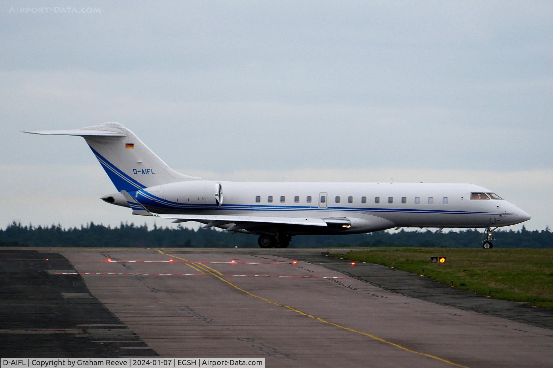 D-AIFL, Bombardier Global 6000 (BD-700-1A10) C/N 9765, Departing from Norwich.