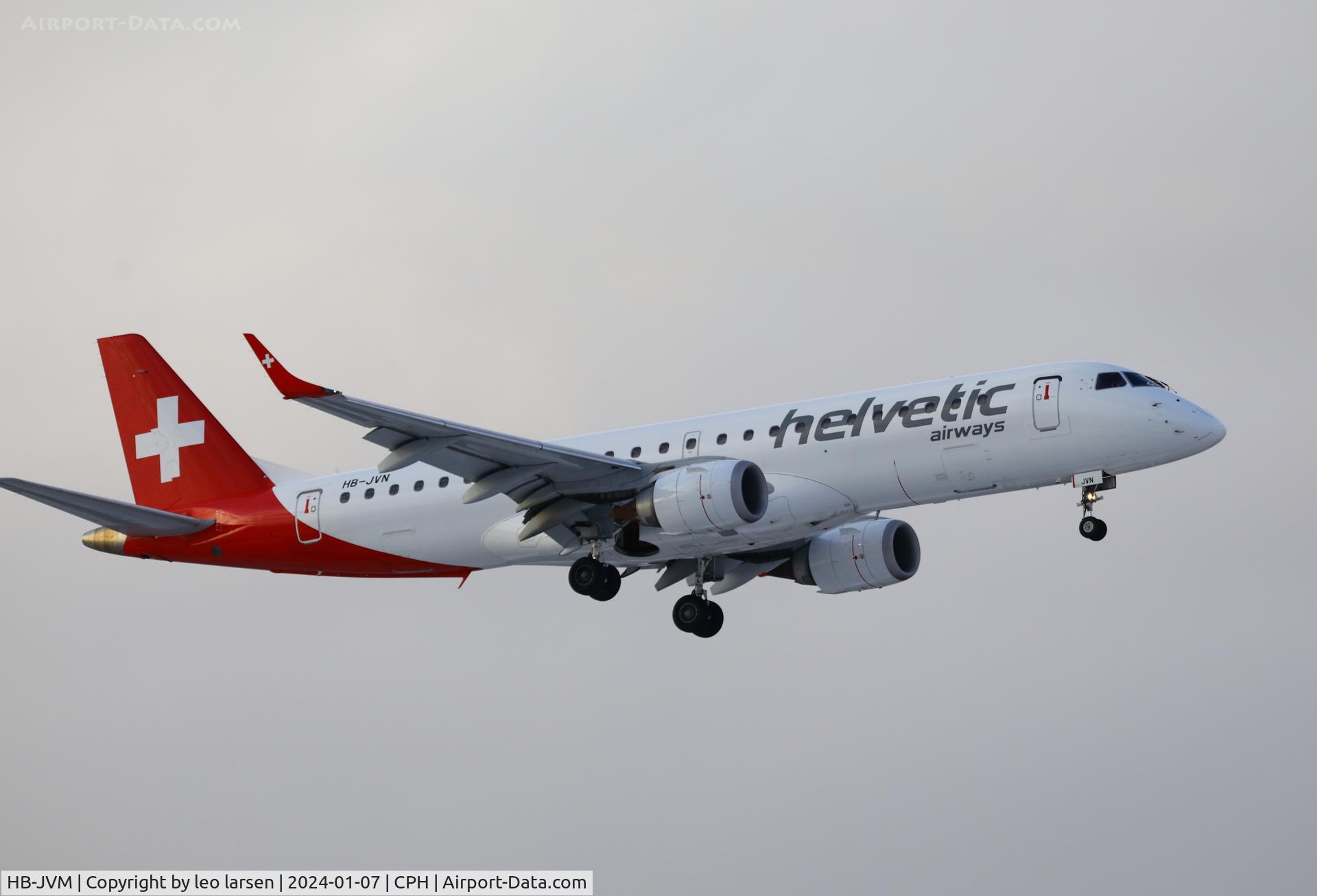 HB-JVM, 2010 Embraer 190LR (ERJ-190-100LR) C/N 19000349, Copenhagen 7.1.2024