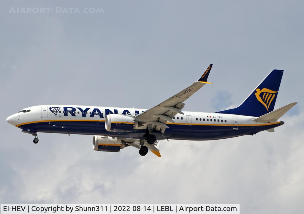 EI-HEV, 2019 Boeing 737-8-200 MAX C/N 62309, Landing rwy 24R