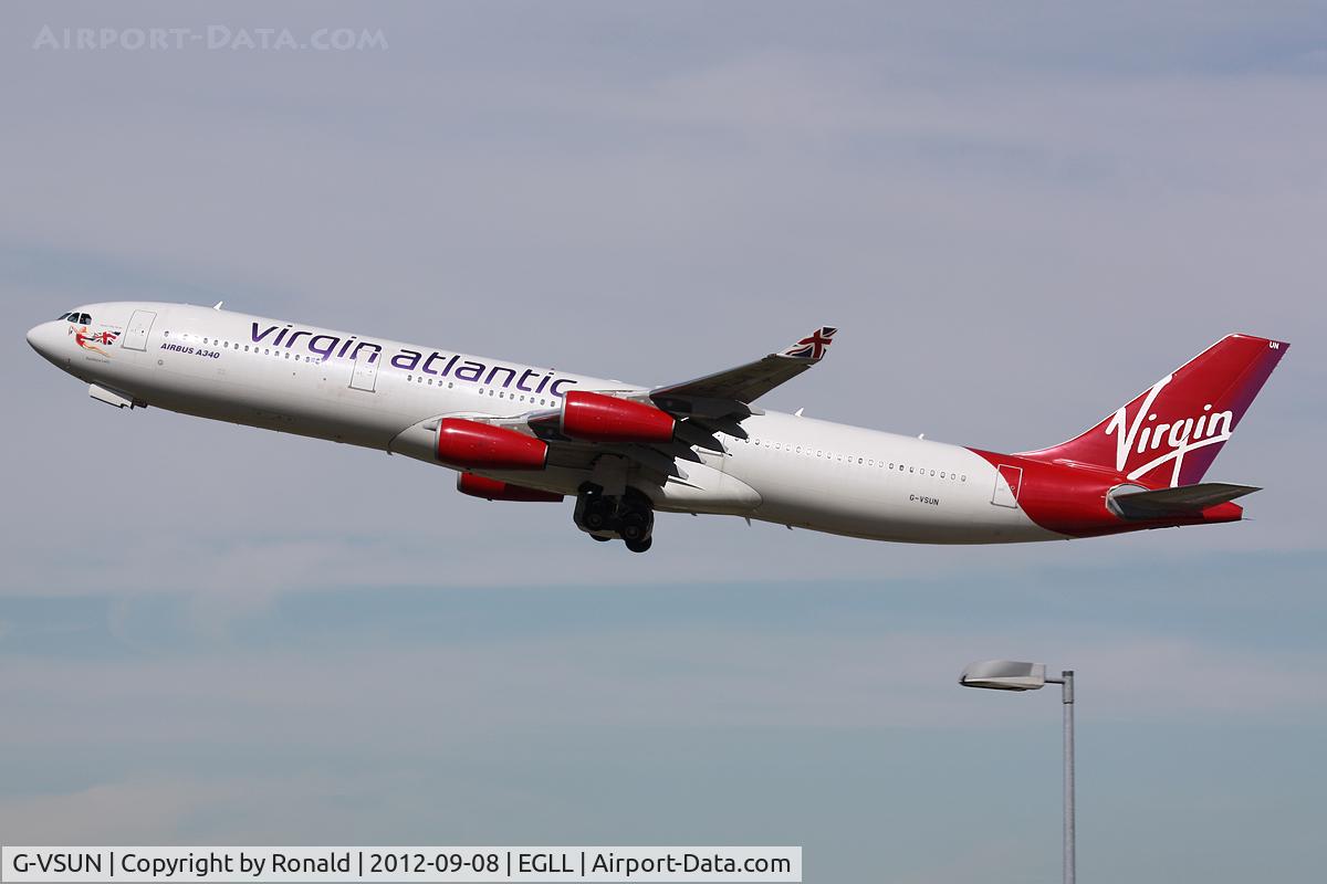 G-VSUN, 1996 Airbus A340-313 C/N 114, at lhr