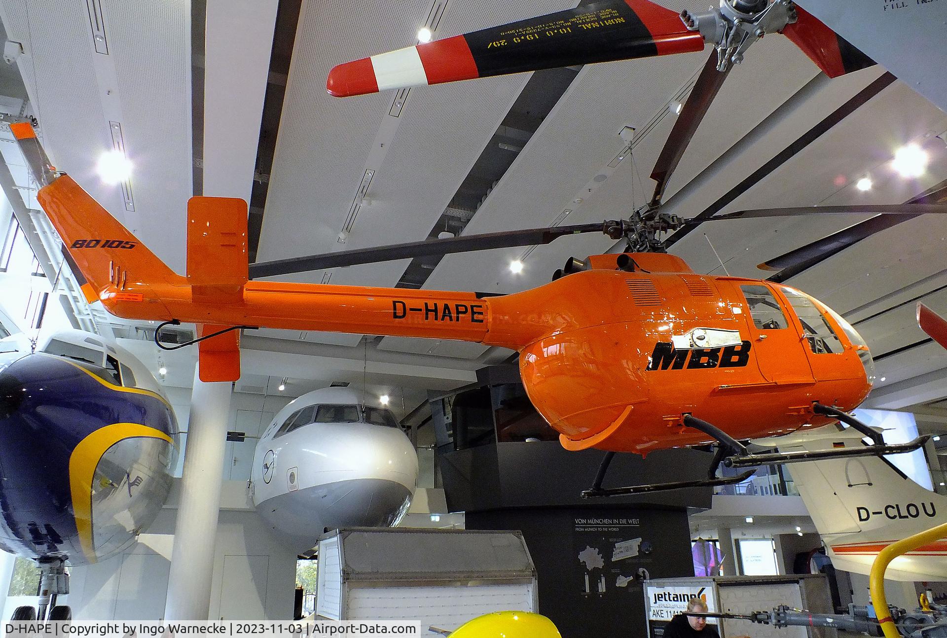D-HAPE, MBB Bo-105P C/N V-4, MBB Bo 105P at Deutsches Museum, München (Munich)