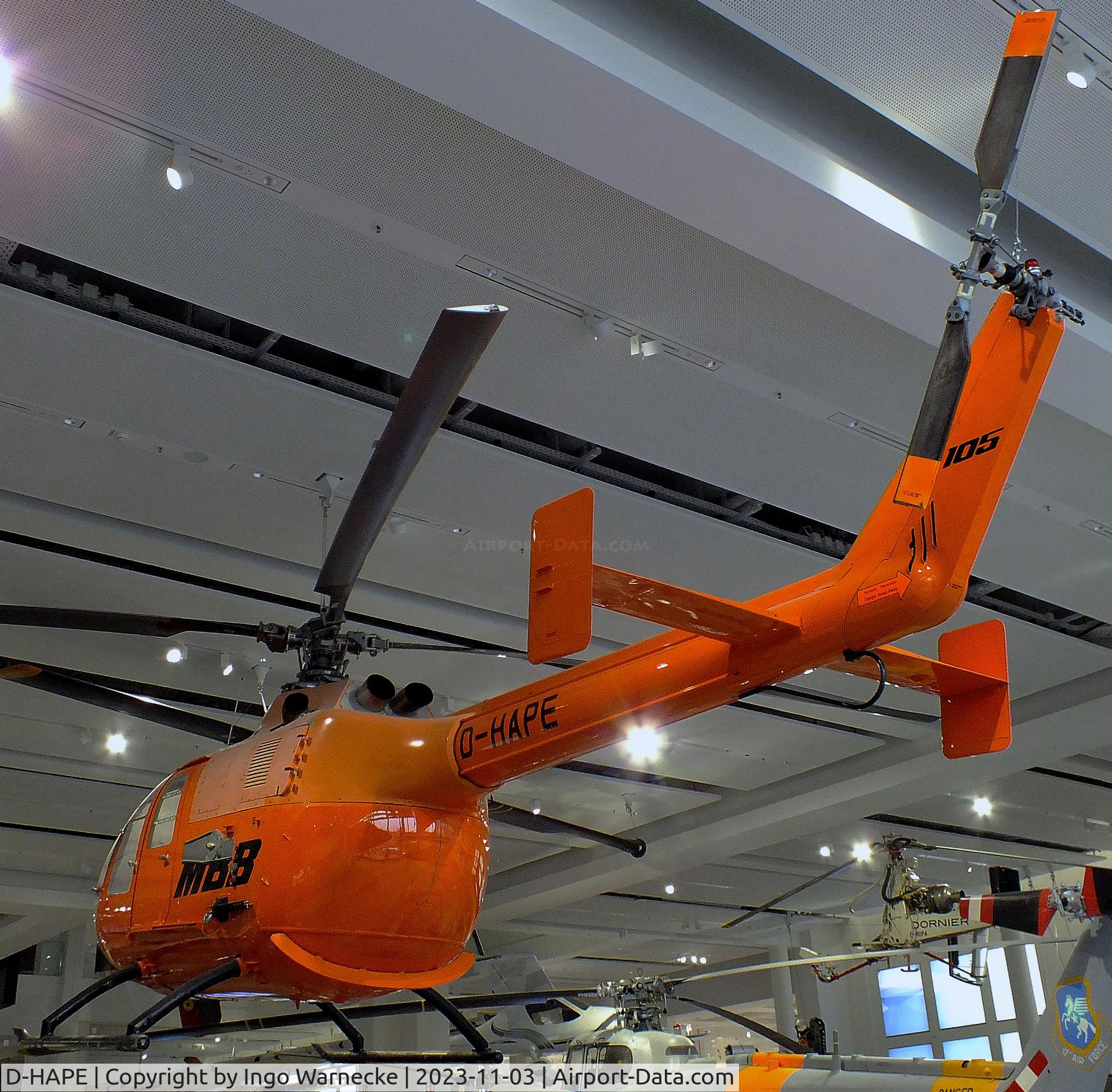 D-HAPE, MBB Bo-105P C/N V-4, MBB Bo 105P at Deutsches Museum, München (Munich)