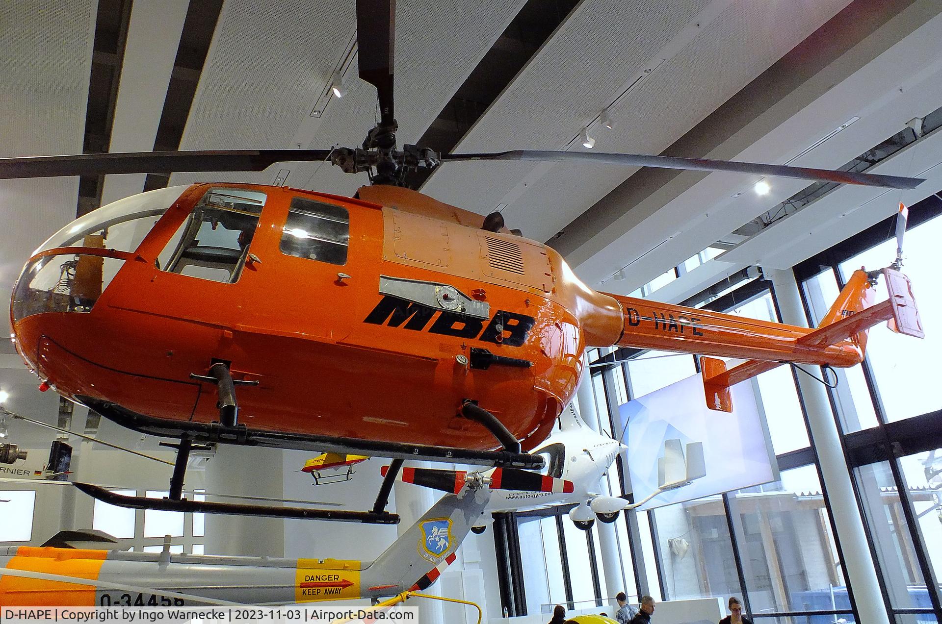 D-HAPE, MBB Bo-105P C/N V-4, MBB Bo 105P at Deutsches Museum, München (Munich)