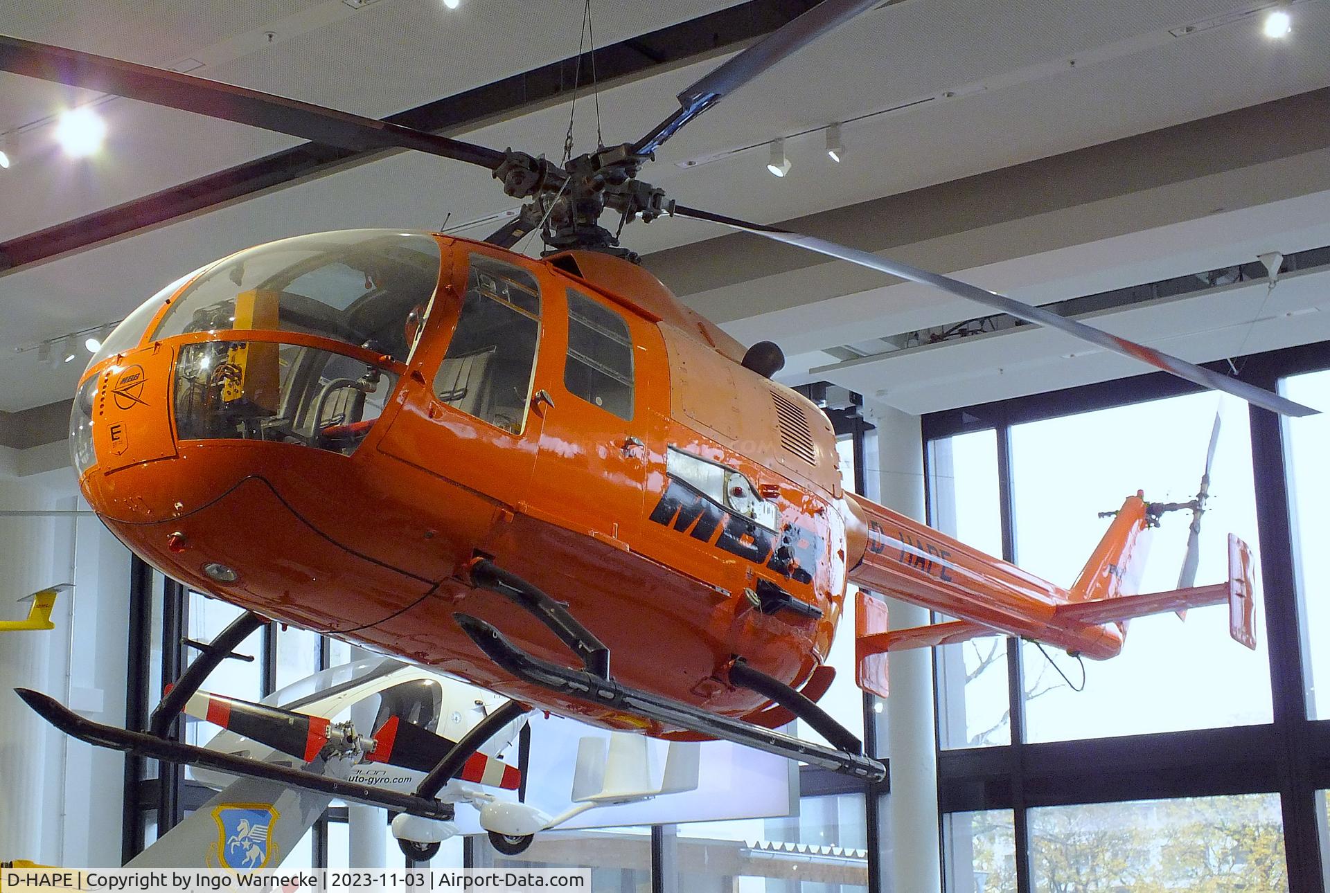 D-HAPE, MBB Bo-105P C/N V-4, MBB Bo 105P at Deutsches Museum, München (Munich)