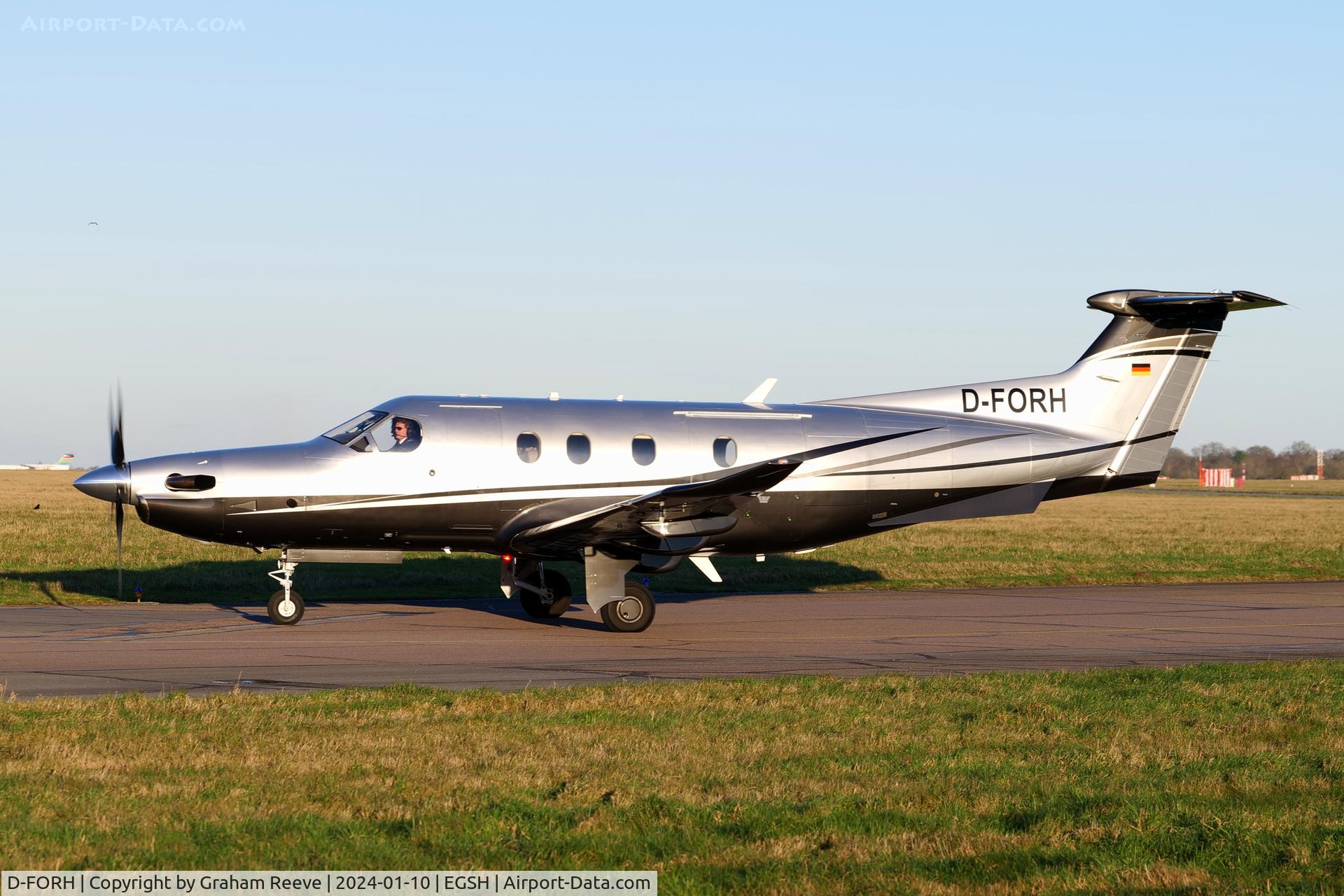 D-FORH, 2019 Pilatus PC-12/47E C/N 1890, Just landed at Norwich.