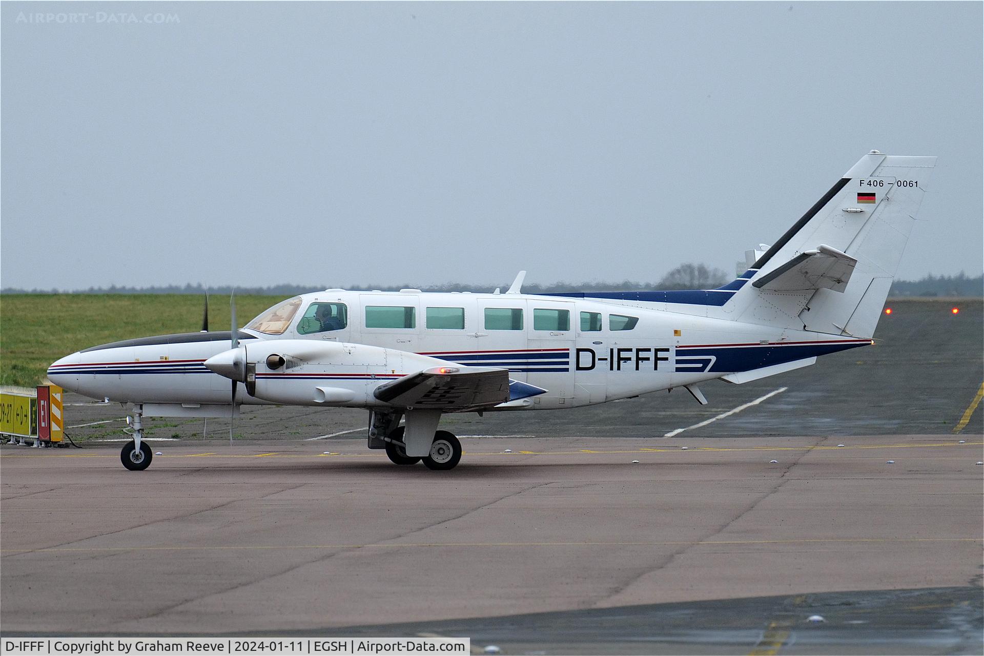 D-IFFF, 1988 Reims F406 Caravan II C/N F406-0061, Just landed at Norwich.