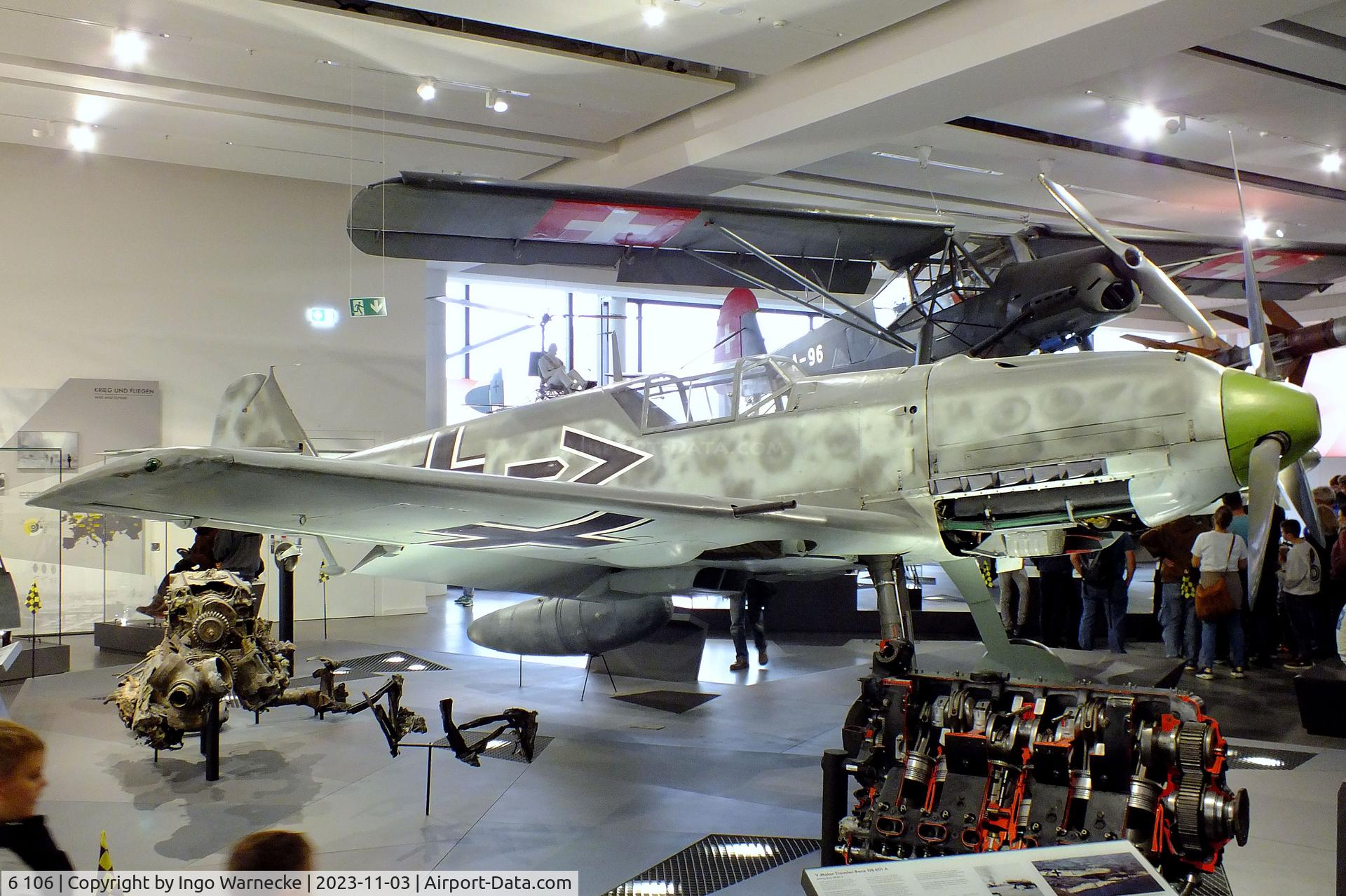 6 106, 1938 Messerschmitt Bf-109E-1 C/N 790, Messerschmitt Bf 109E-1, ex-Legion Condor, ex-Ejercito del Aire, displayed since 1973 in the markings of Werner Mölders' plane, at Deutsches Museum, München (Munich)