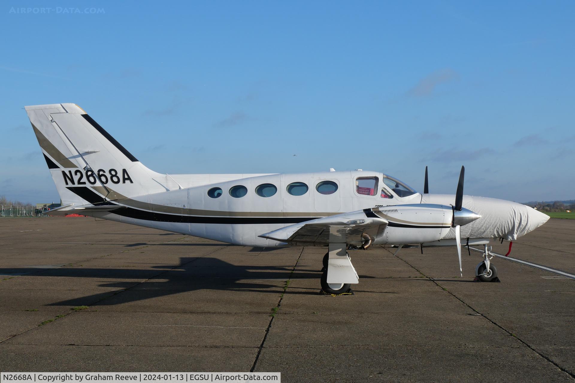 N2668A, 1981 Cessna 421C Golden Eagle C/N 421C1216, Parked at Duxford.