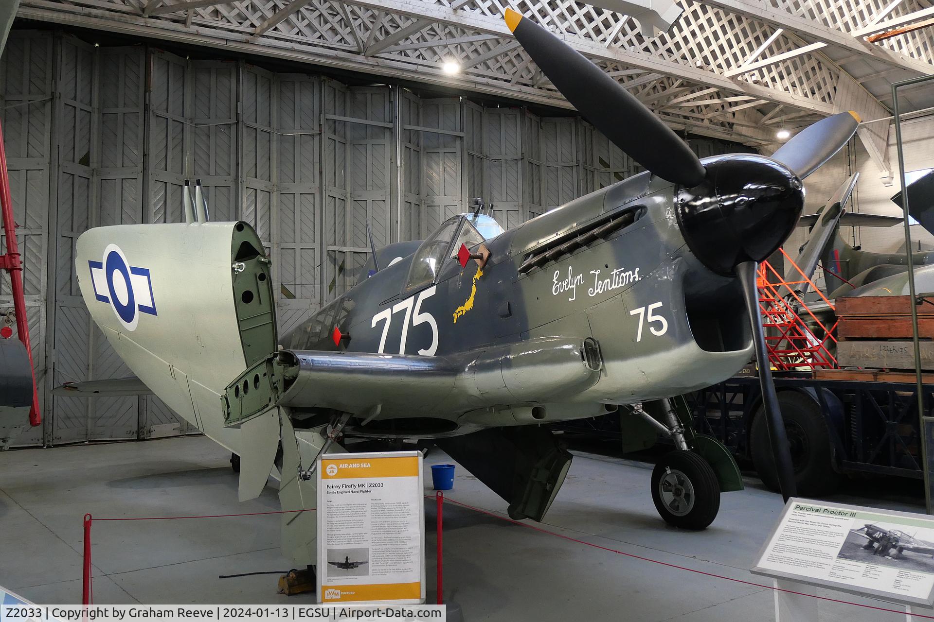 Z2033, 1944 Fairey Firefly 1 C/N F.5607, On display at Duxford.