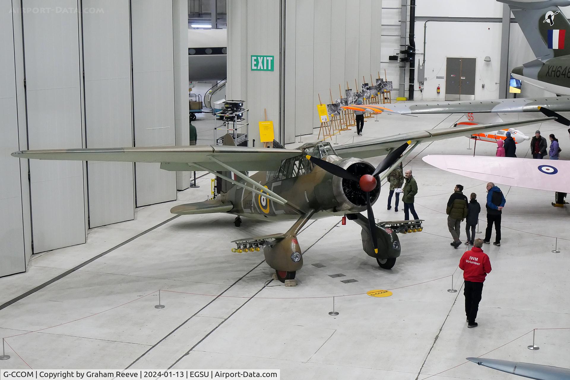G-CCOM, 1939 Westland Lysander IIIA C/N Y1363, On display at Duxford.