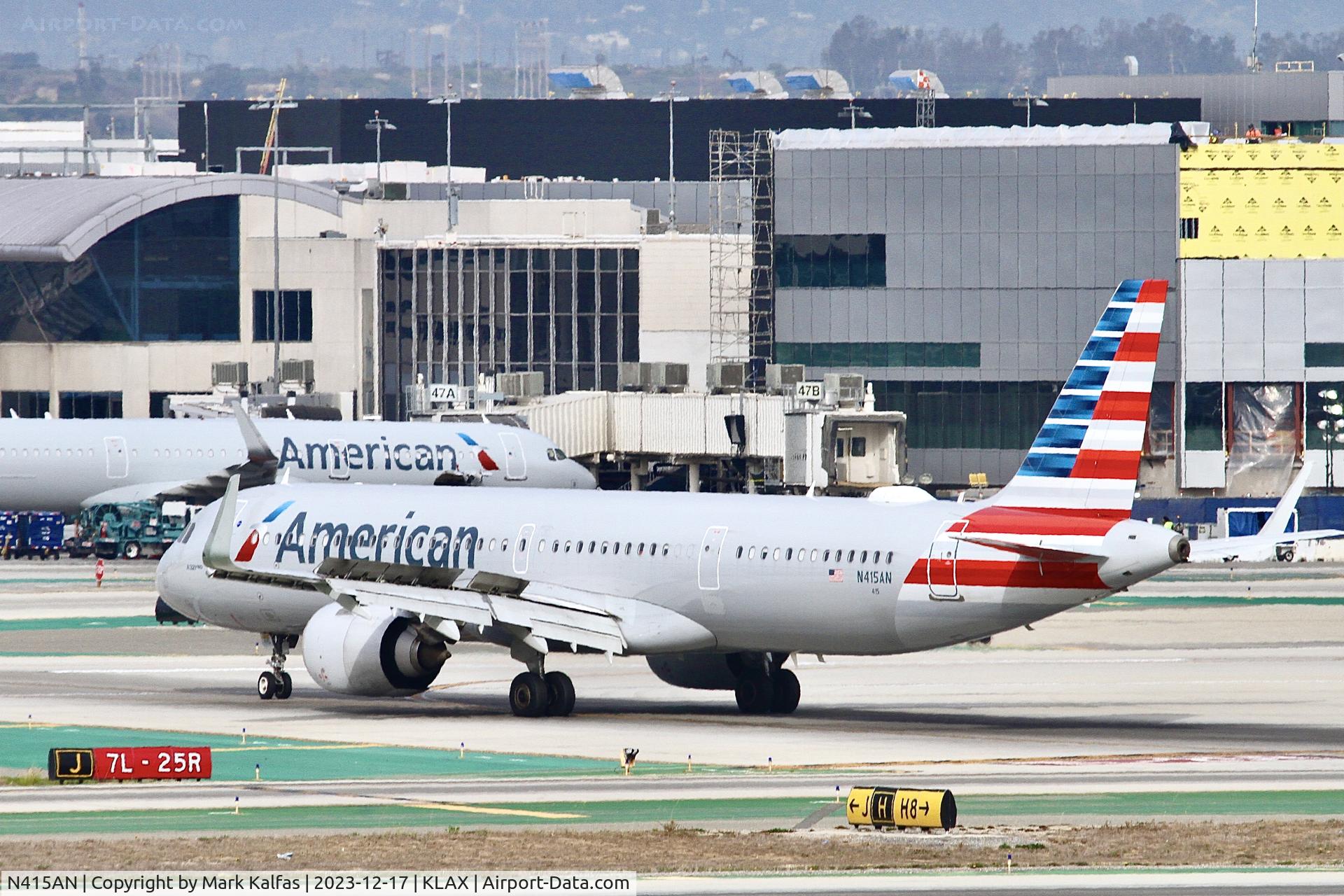 N415AN, 2020 Airbus A321-253NX C/N 9408, A21N American Airlines Airbus A321neo N415AN AA1988 KCLT-LAX turning off of 25L KLAX