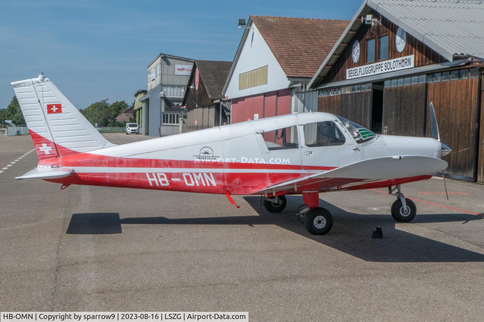 HB-OMN, 1972 Piper PA-28-140E Cherokee C/N 28-7225118, At Grenchen. HB-registered since 1973-04-12.