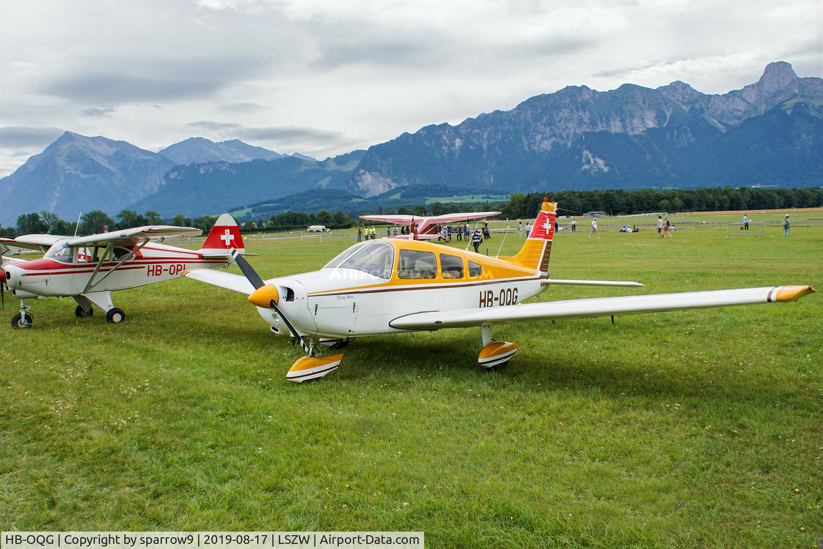 HB-OQG, 1974 Piper PA-28-151 Cherokee Warrior C/N 28-7415089, At Thun airfield.HB-registered since 1974-02-11