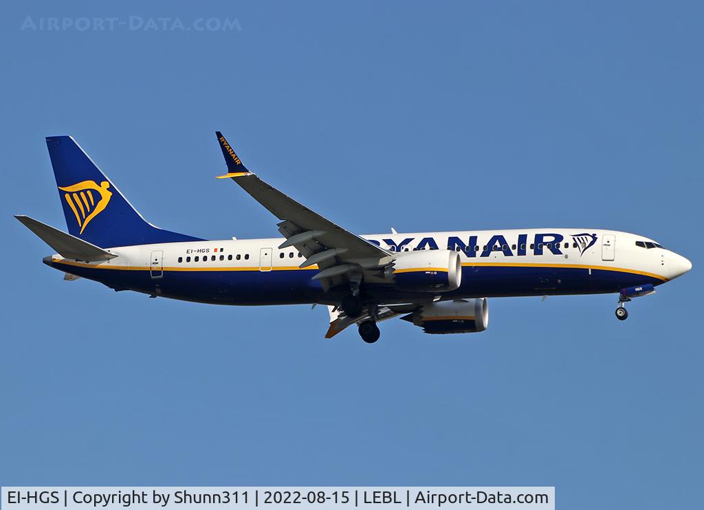 EI-HGS, 2021 Boeing 737-8-200 MAX C/N 65880, Landing rwy 06L