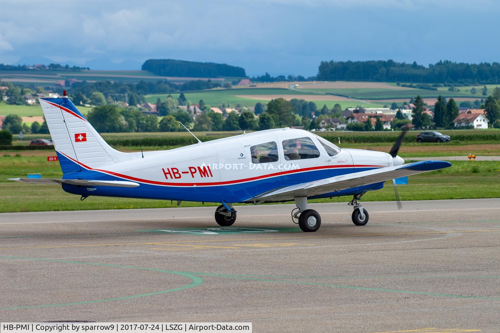 HB-PMI, 1989 Piper PA-28-161 Cadet C/N 2841111, At Grenchen. Diesel engine powered.
