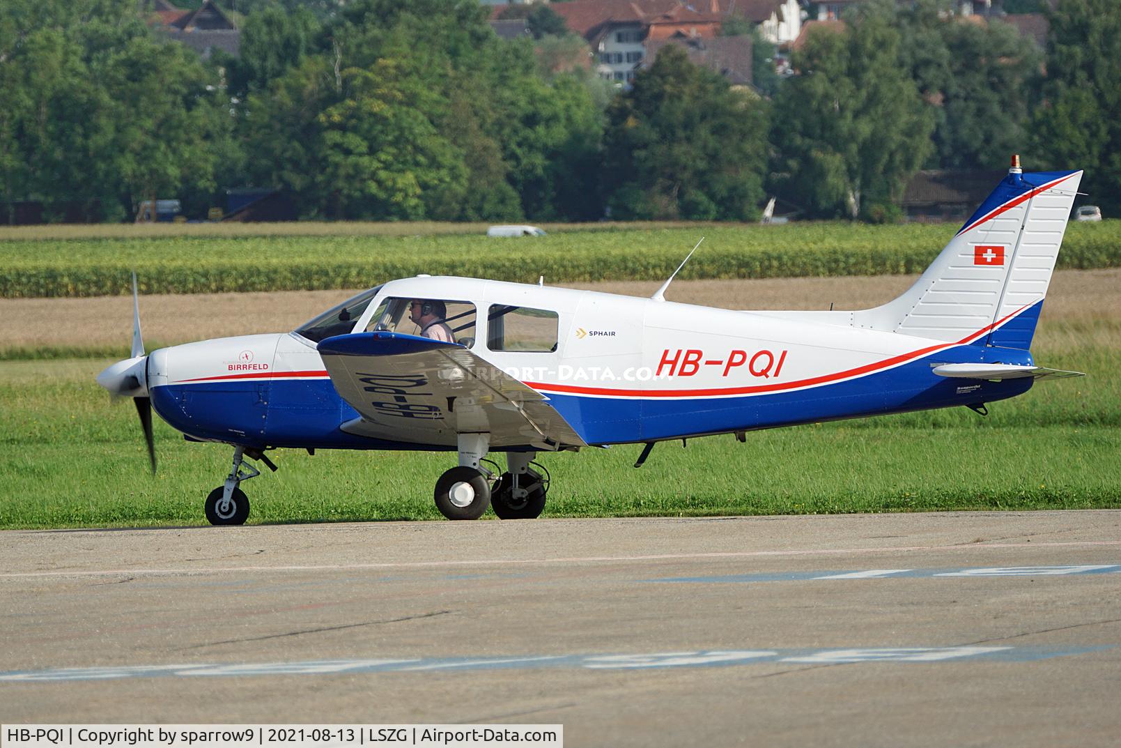 HB-PQI, 1989 Piper PA-28-161 Cadet C/N 2841124, At Grenchen. Now Diesel-powered.