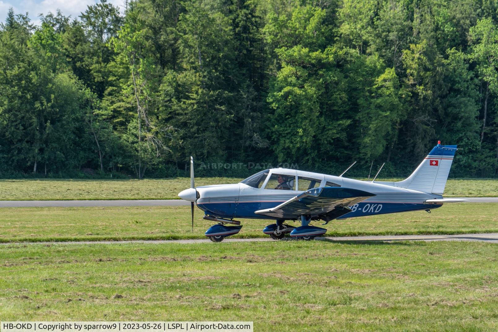 HB-OKD, 1972 Piper PA-28-180 Cherokee C/N 28-7205182, At Langenthal-Bleienbach. HB-registered since 172-05-17