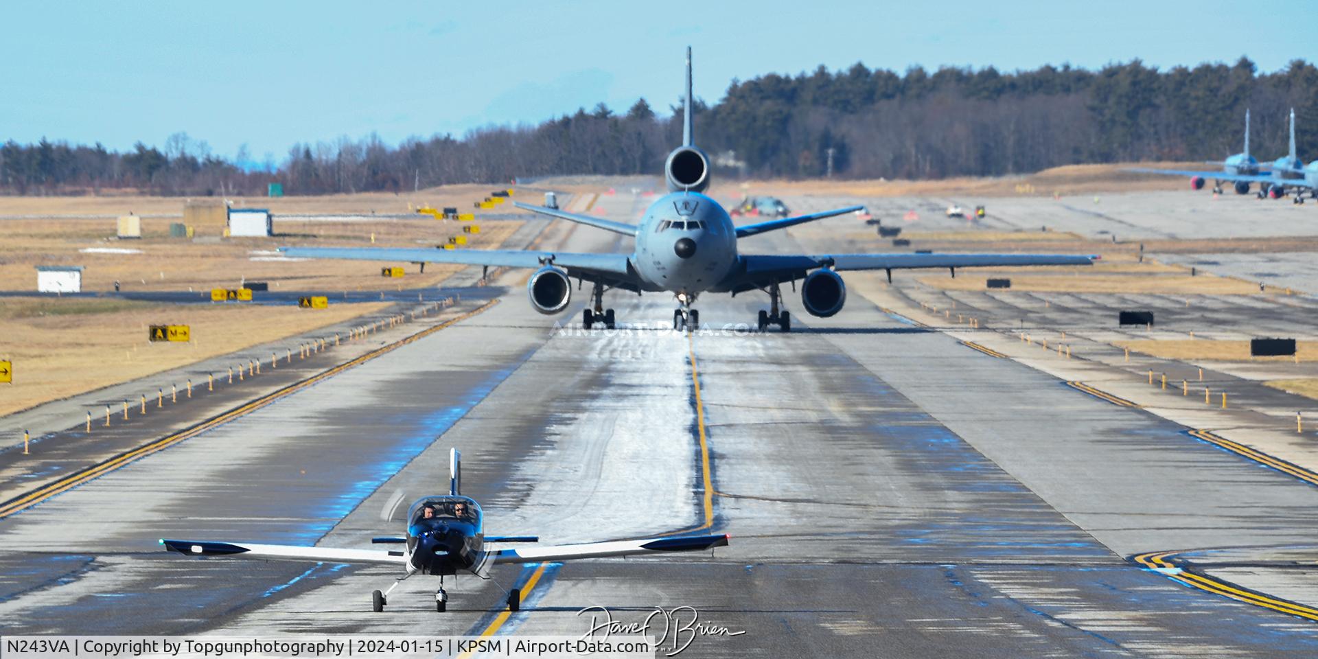 N243VA, Vans Aircraft Inc RV-12 C/N 12018, Flight School Student Pilot and Instructor hurrying to take off and get out of the jet blast of the taxiing KC-10