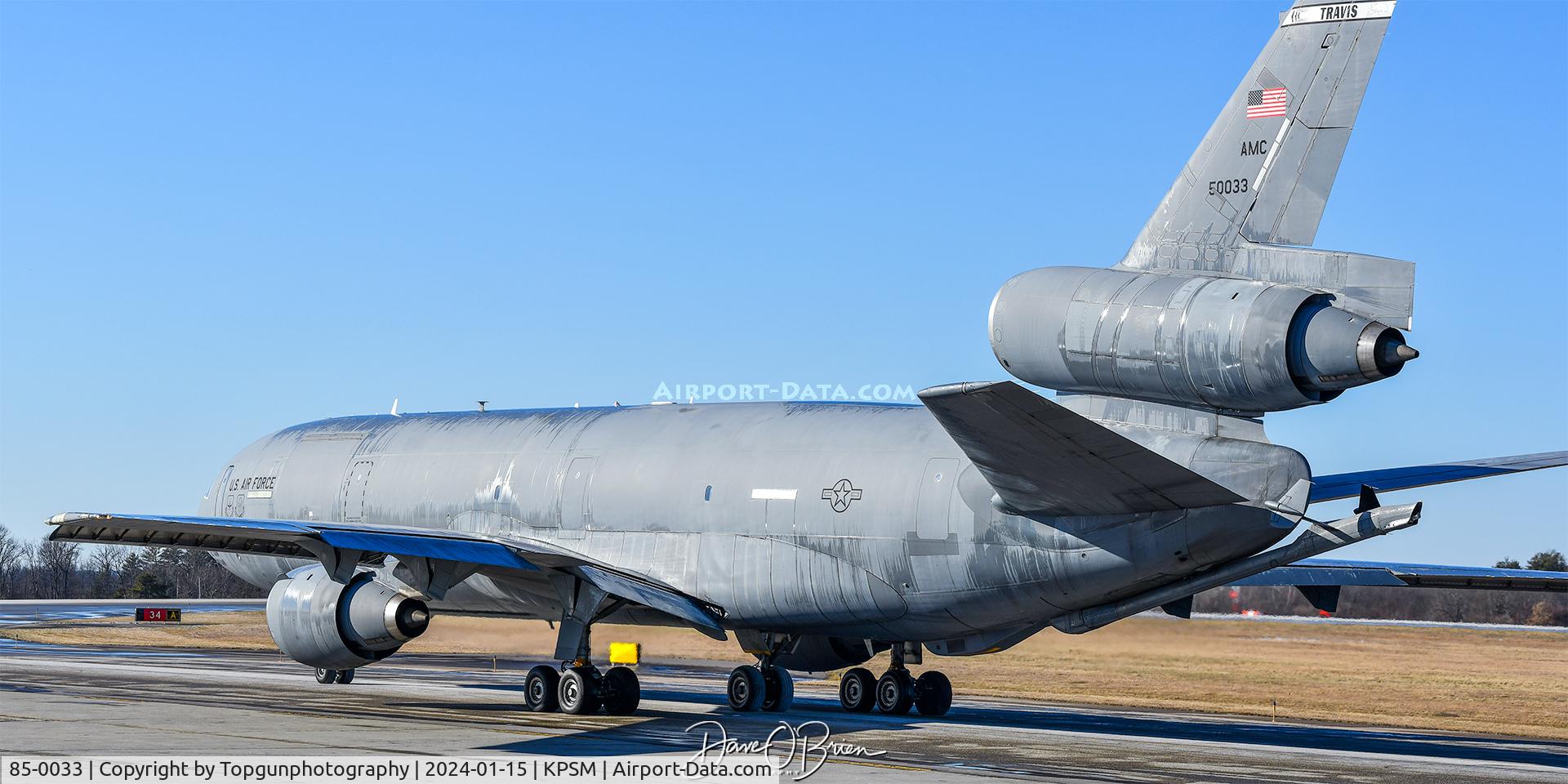 85-0033, 1985 McDonnell Douglas KC-10A Extender C/N 48238, BANKER42 holding short awaiting IFR release back to Travis AFB