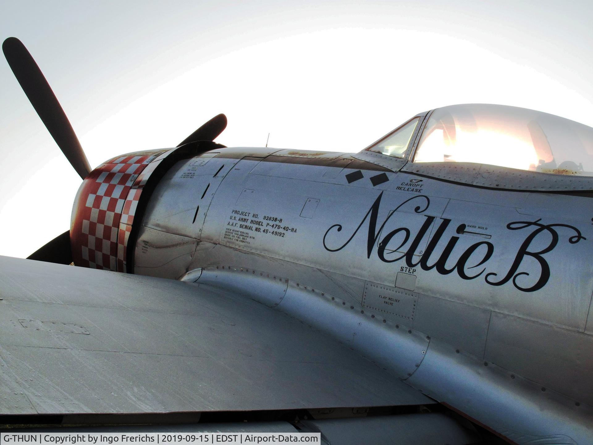 G-THUN, 1945 Republic P-47D Thunderbolt C/N 399-55731, Nellie B at OTT 2019 at Hahnweide Airfield (EDST)