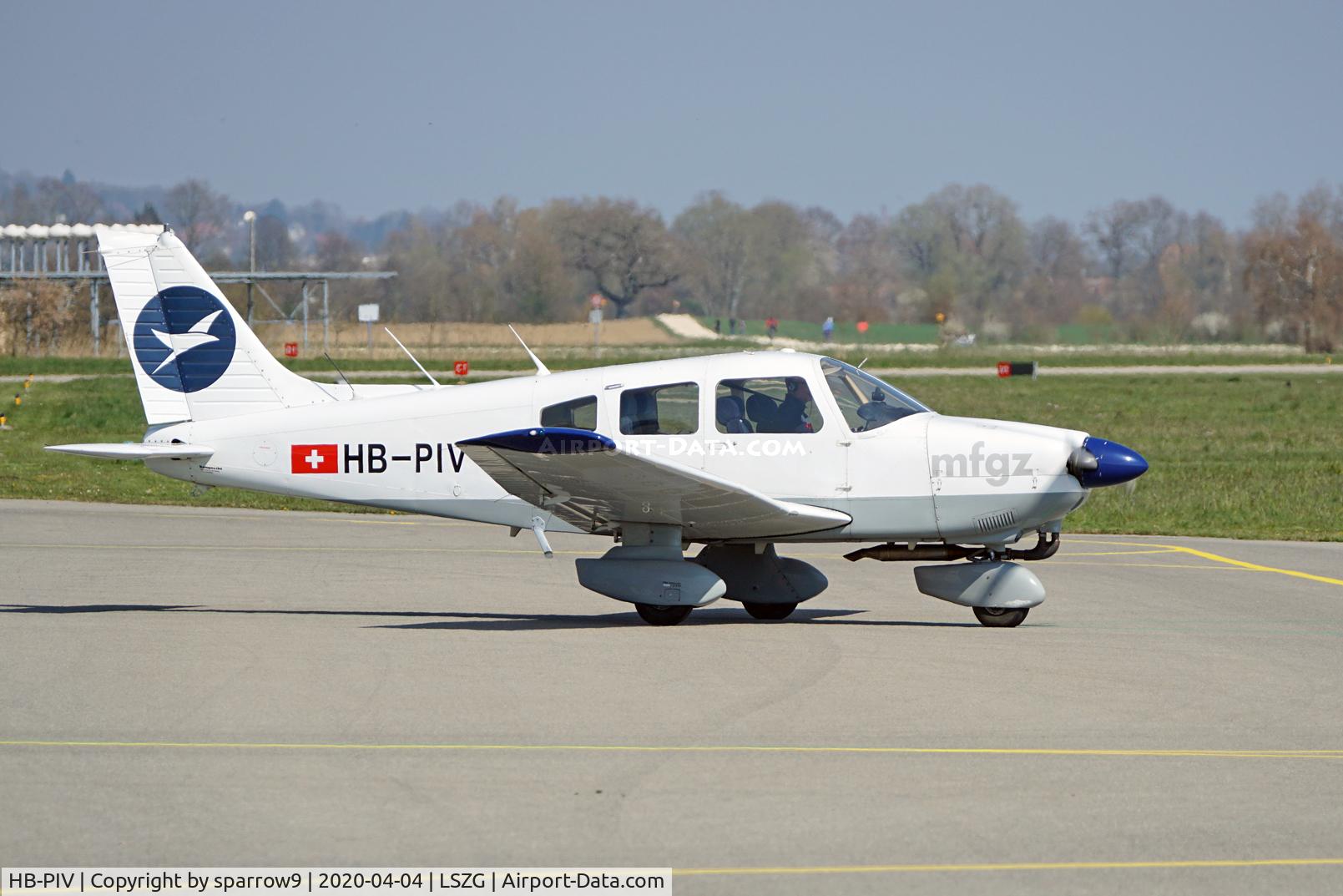 HB-PIV, 1980 Piper PA-28-181 Archer II C/N 28-8190002, At Grenchen. HB-registered since 1986-05-14.