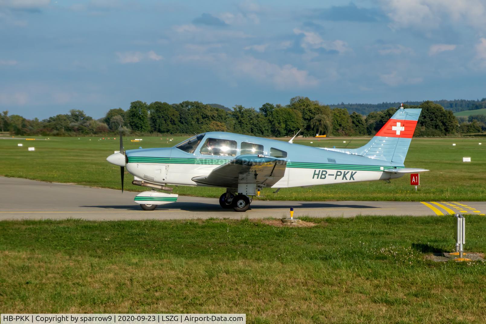 HB-PKK, 1987 Piper PA-28-181 Archer II C/N 28-8690012, Just landed at Grenchen. HB-registered since 1987-06-18.