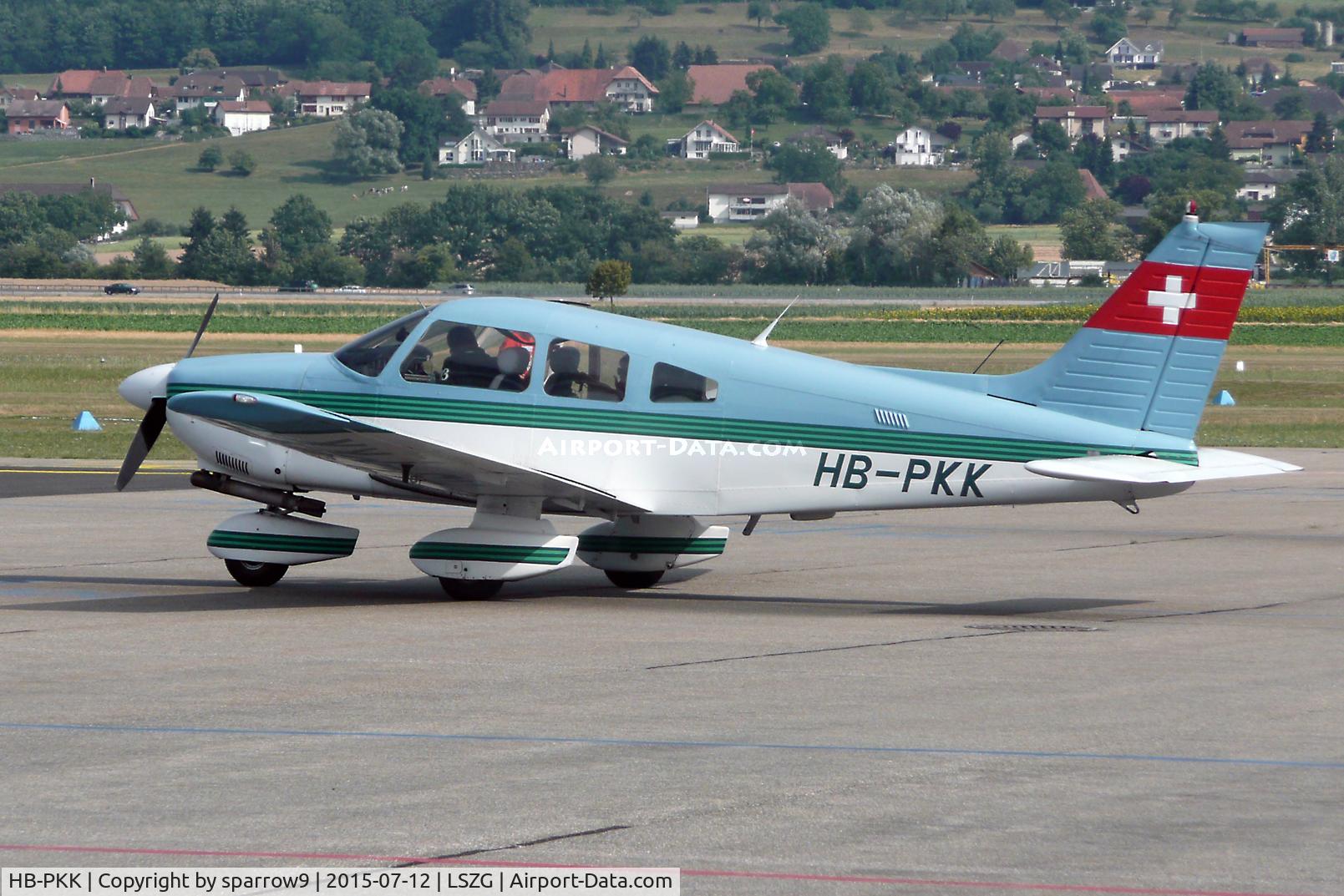 HB-PKK, 1987 Piper PA-28-181 Archer II C/N 28-8690012, Parked at Grenchen. HB-registered since 1987-06-18.