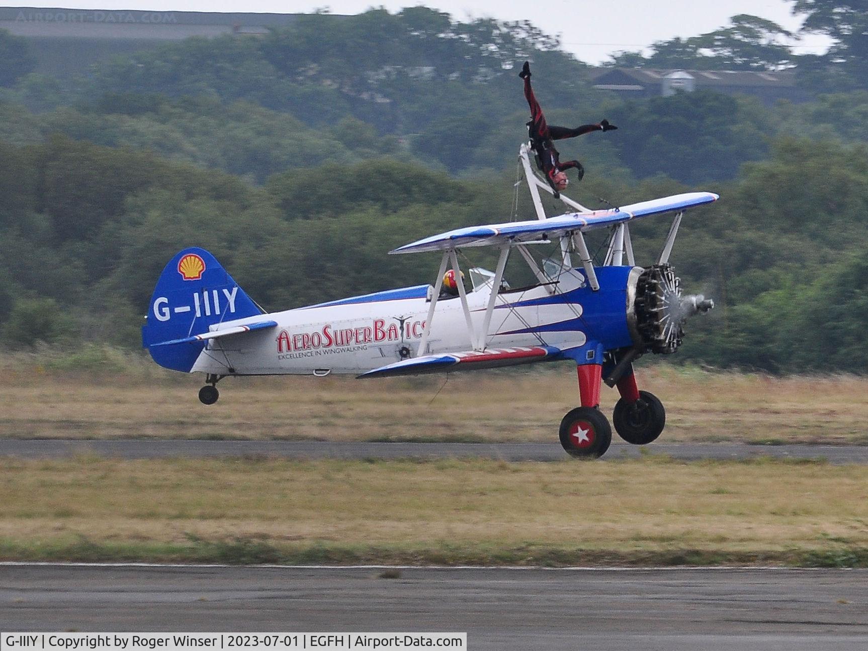 G-IIIY, 1944 Boeing A75N1 (PT-17) C/N 75-3491, Visiting Boeing Stearman Kaydet departing Runway 28.
