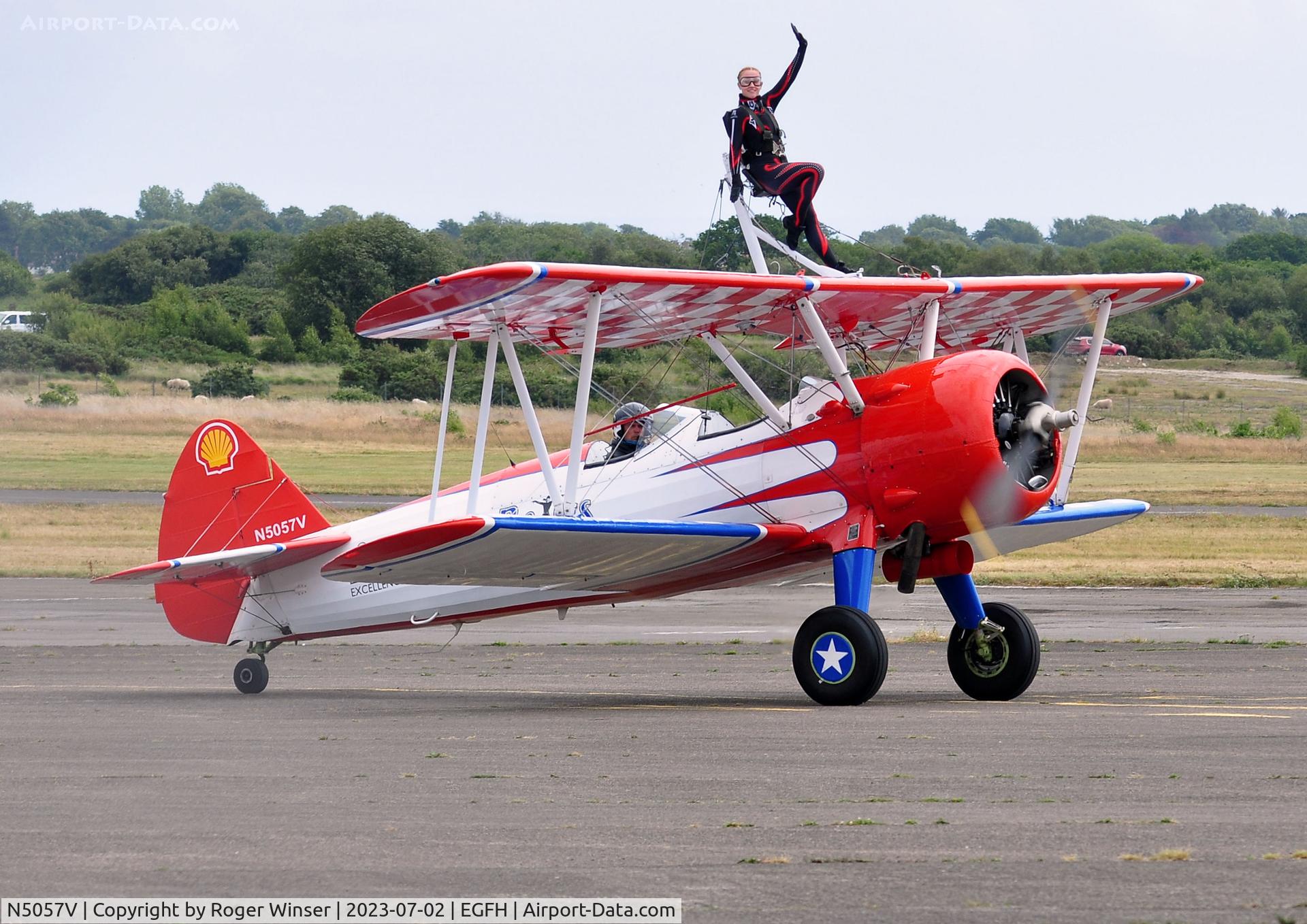 N5057V, 1942 Boeing A75N1(PT17) C/N 75-5598, Visiting biplane.