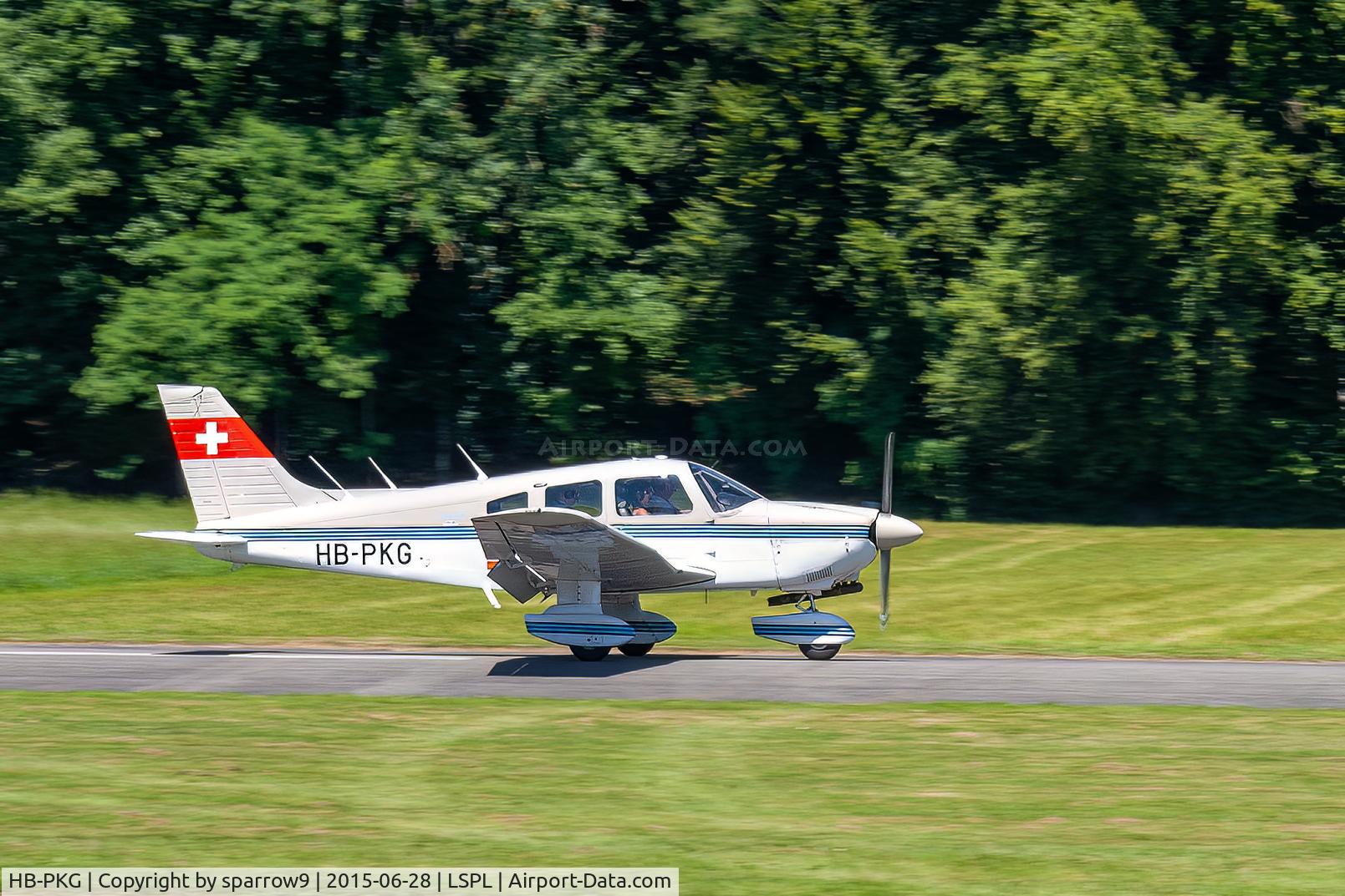 HB-PKG, 1986 Piper PA-28-181 Archer II C/N 2890008, Just landed at its base Langenthal-Bleienbach. HB-registered since 1986-10-28