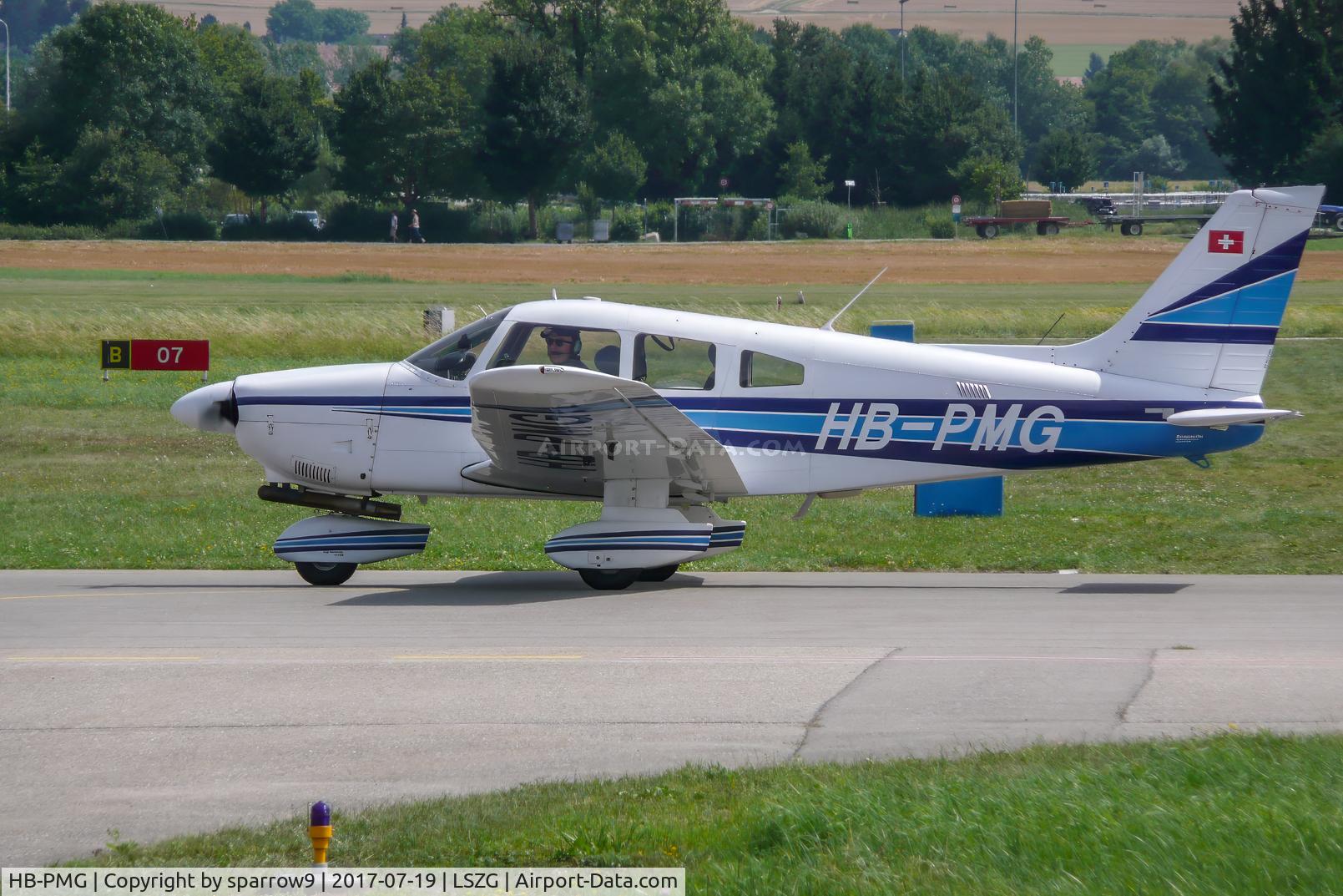 HB-PMG, 1989 Piper PA-28-181 Archer II C/N 2890109, At Grenchen. HB-registered since 1989-03-15