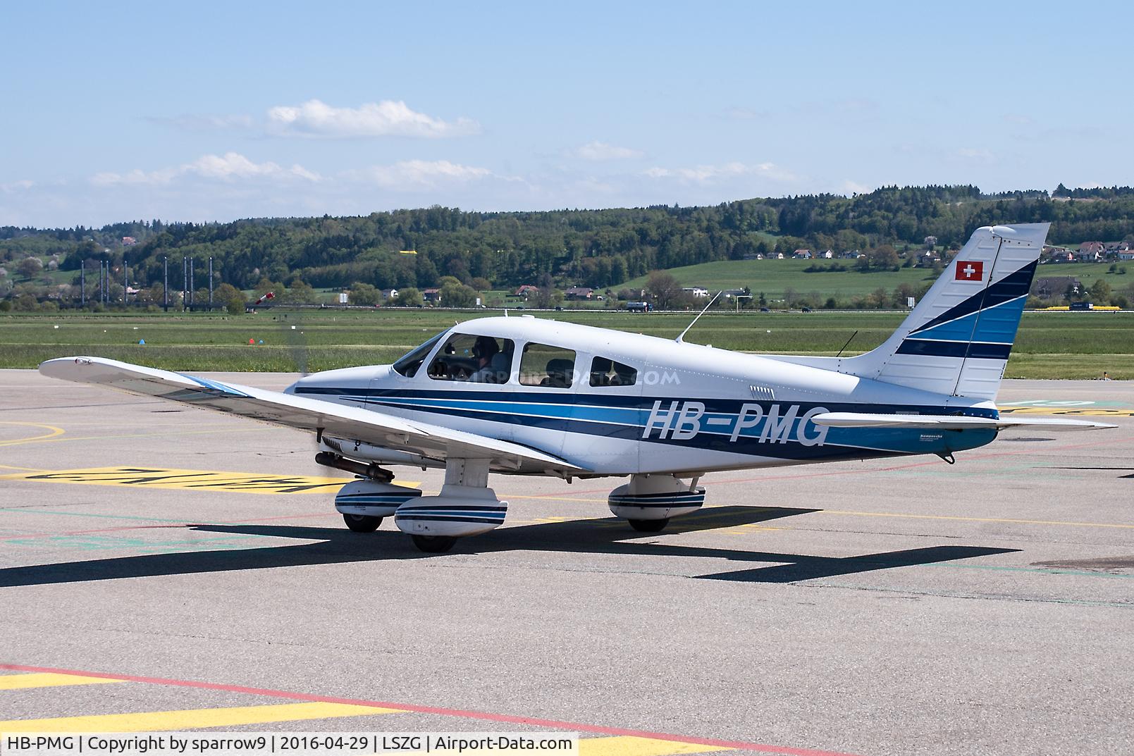 HB-PMG, 1989 Piper PA-28-181 Archer II C/N 2890109, At Grenchen. HB-registered since 1989-03-15