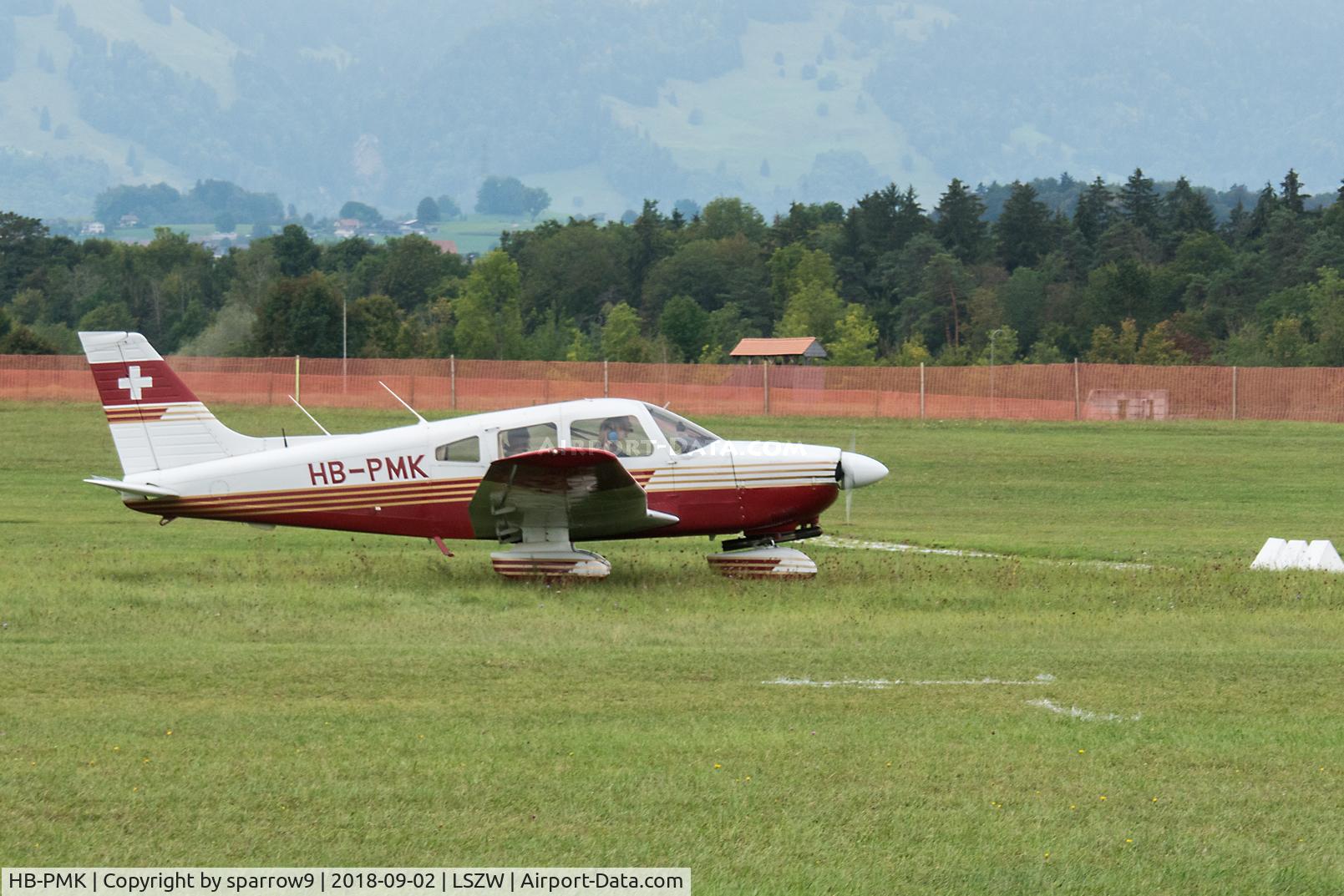 HB-PMK, 1989 Piper PA-28-181 Archer II C/N 2890130, At Thun airfield. HB-registered since 1989-08-10