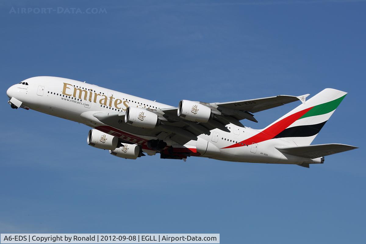 A6-EDS, 2011 Airbus A380-861 C/N 086, at lhr