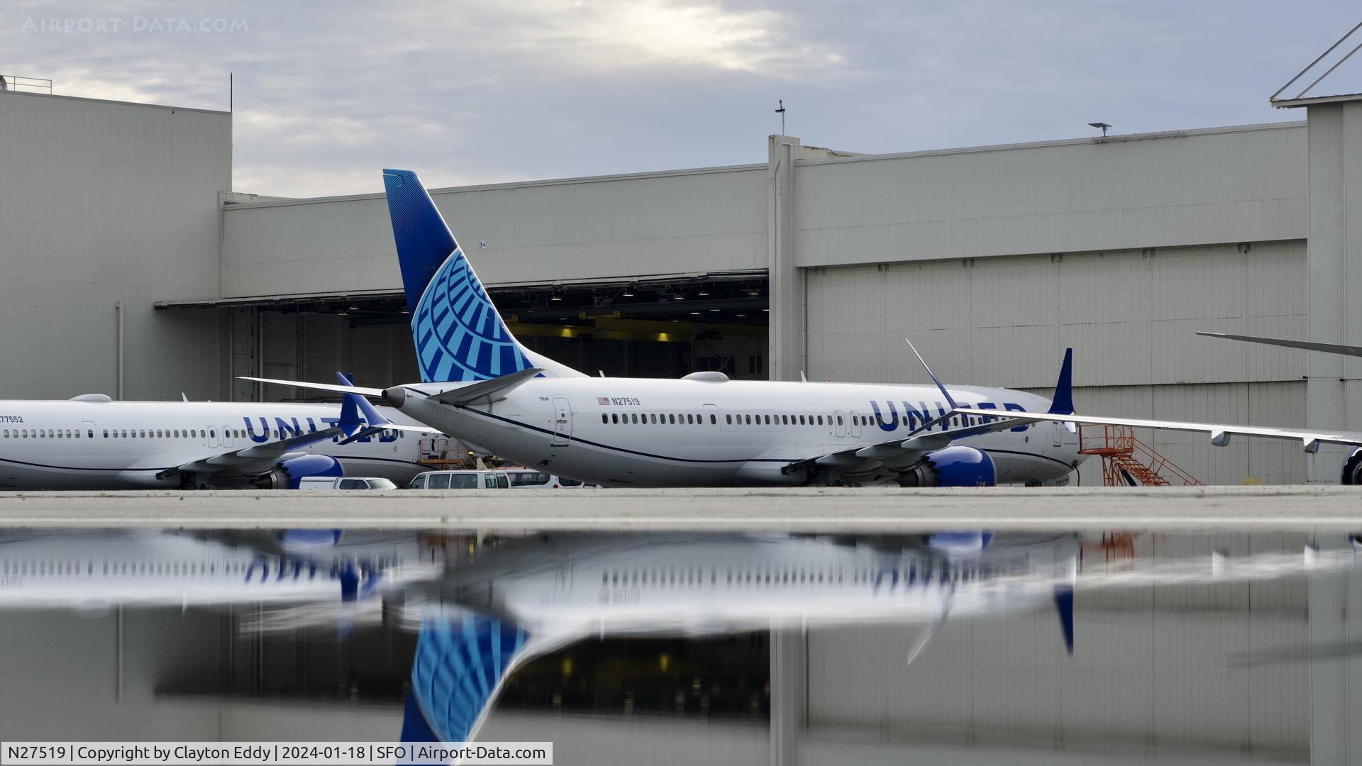 N27519, 2019 Boeing 737-9 MAX C/N 43459, SFO 2024.