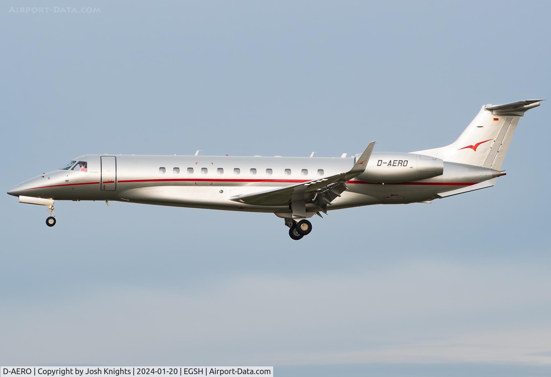 D-AERO, 2015 Embraer EMB-135BJ Legacy 650 C/N 14501214, Arriving at Norwich From Farnborough.