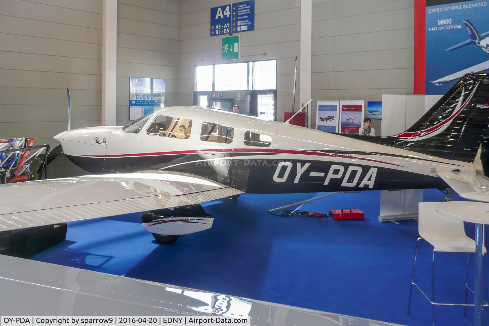 OY-PDA, 2015 Piper PA-28-181 Archer III DX C/N 2843822, Aero Friedrichshafen 2016. Converted to Diesel-engine.