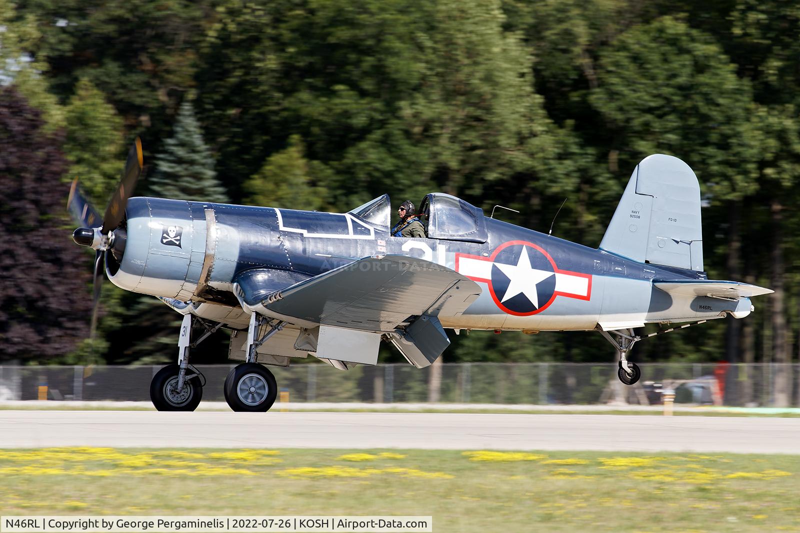 N46RL, 1945 Goodyear FG-1D Corsair C/N Not found (92508/N46RL), Oshkosh 2022. Runway 36L.