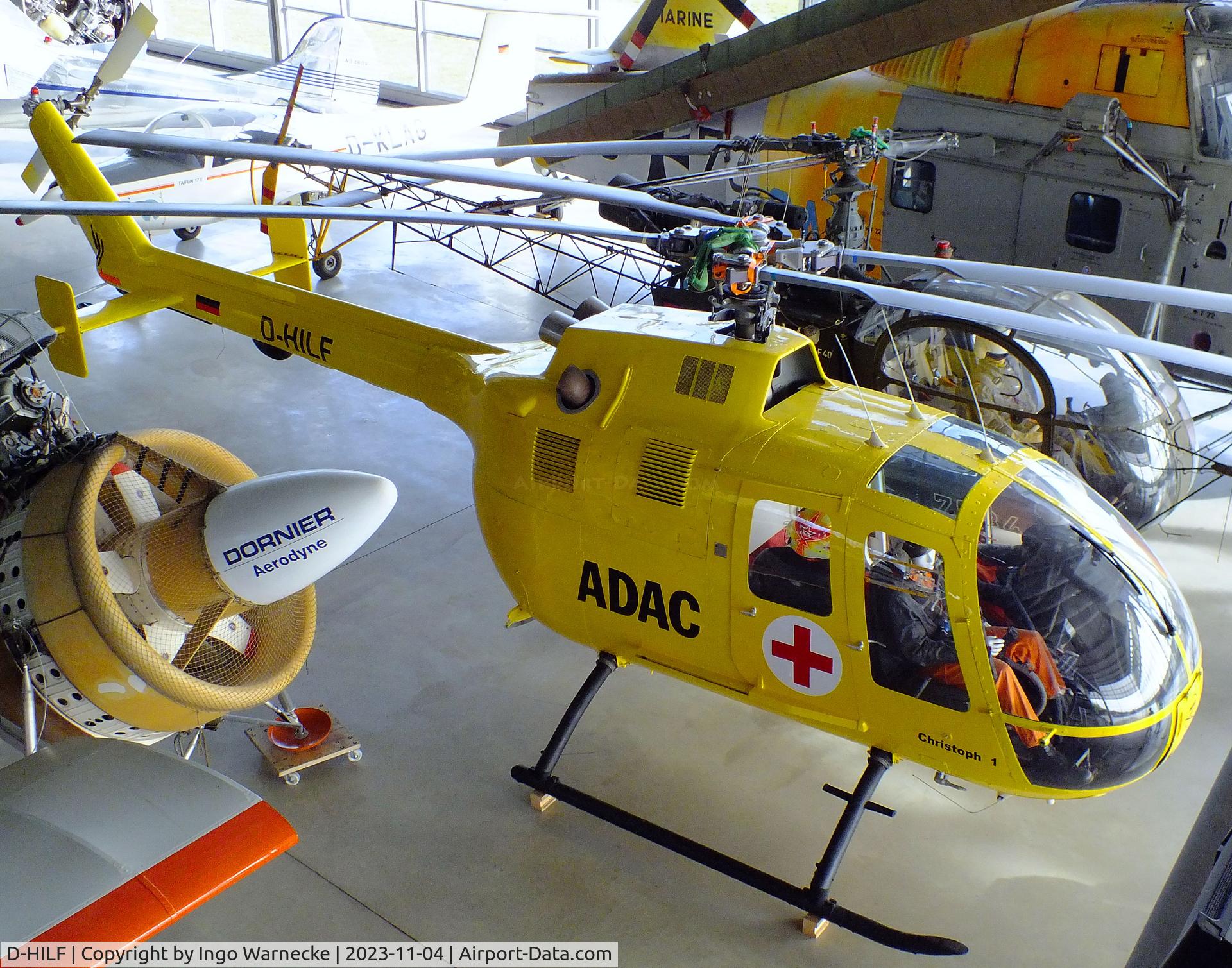 D-HILF, 1970 MBB Bo-105C C/N S-1, MBB Bo 105C at the Flugwerft Schleißheim of Deutsches Museum, Oberschleißheim