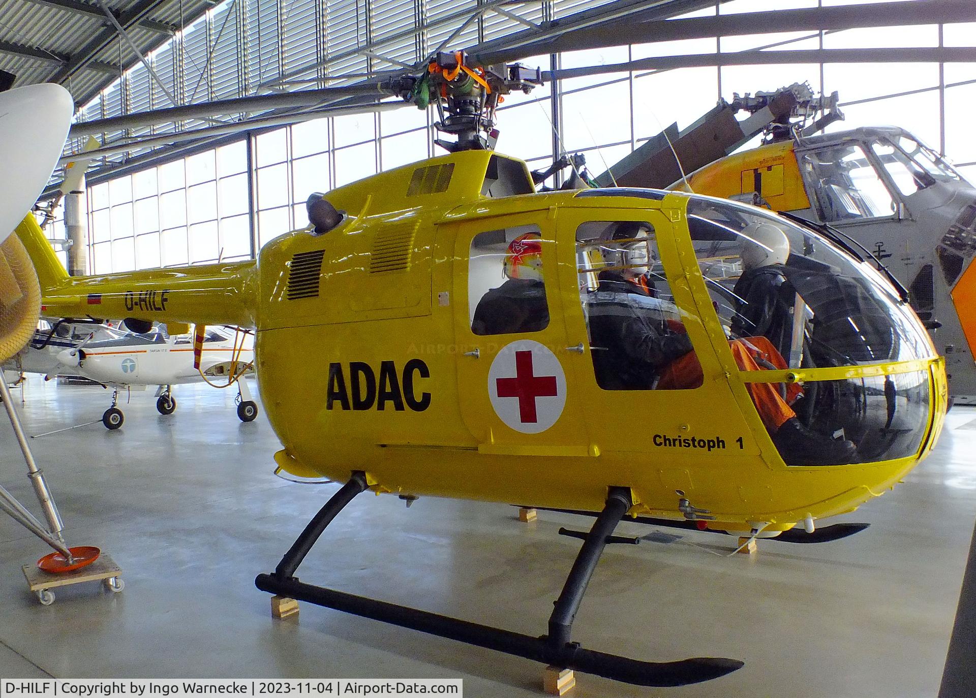 D-HILF, 1970 MBB Bo-105C C/N S-1, MBB Bo 105C at the Flugwerft Schleißheim of Deutsches Museum, Oberschleißheim