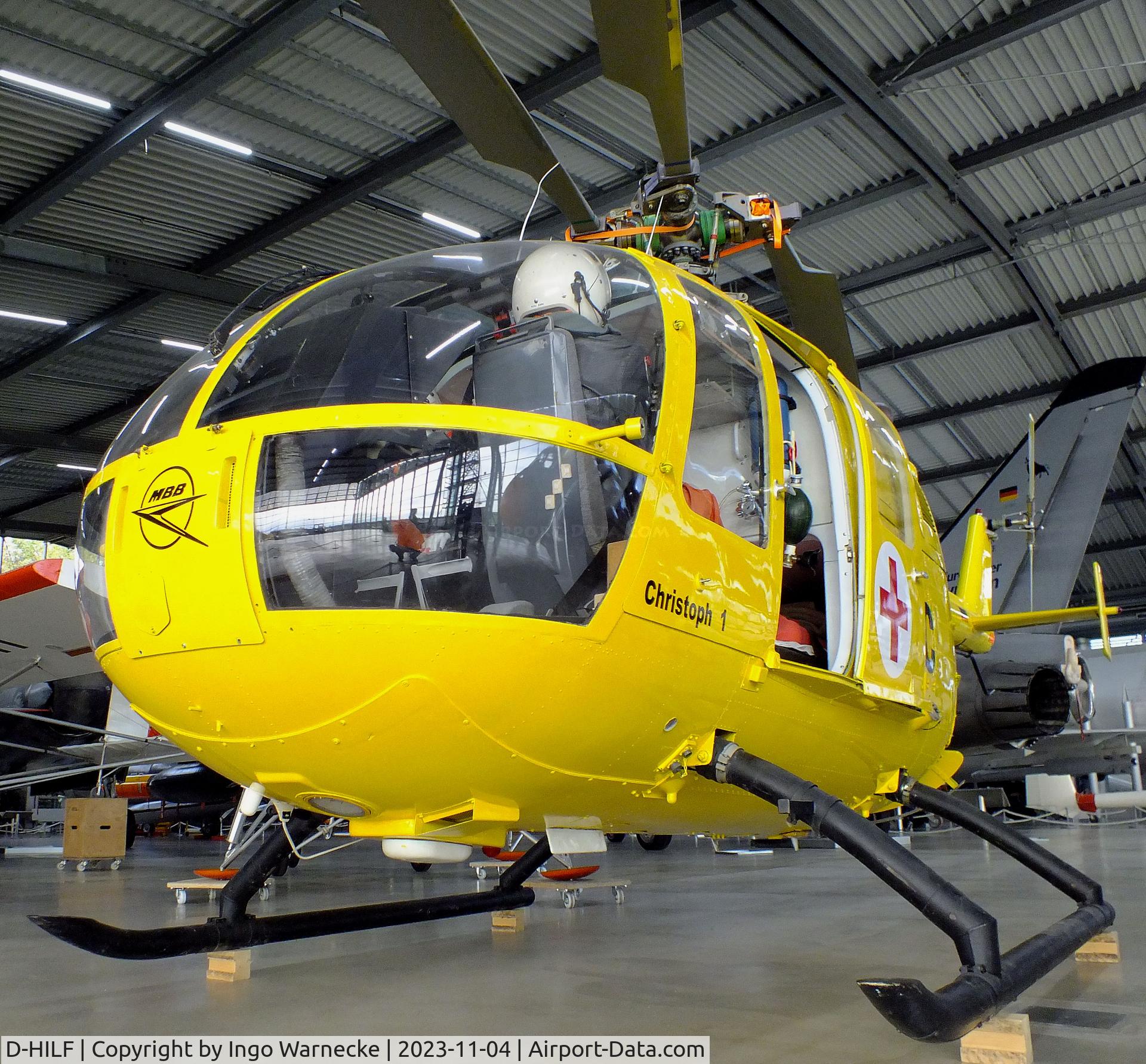 D-HILF, 1970 MBB Bo-105C C/N S-1, MBB Bo 105C at the Flugwerft Schleißheim of Deutsches Museum, Oberschleißheim
