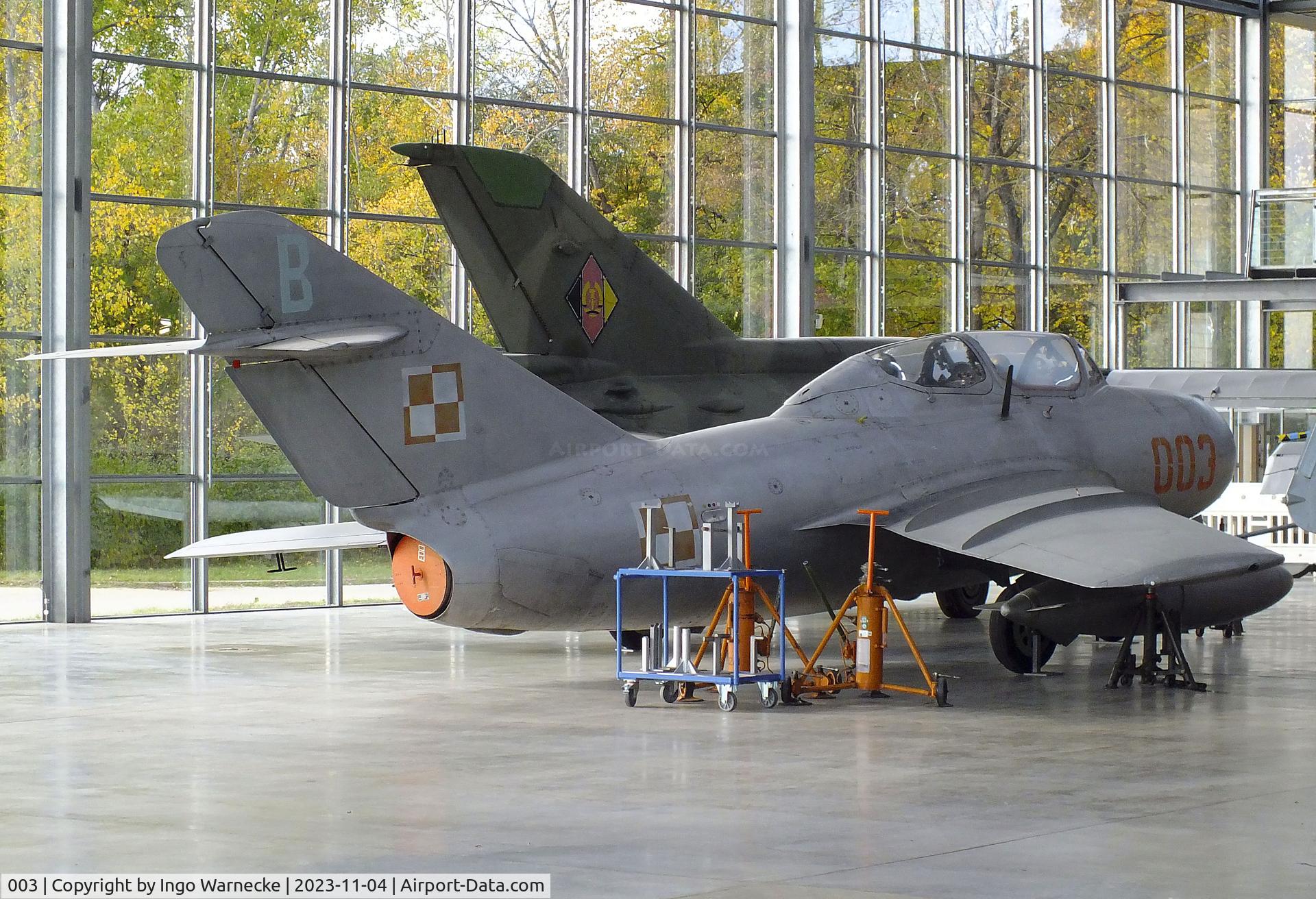 003, PZL-Mielec Lim-2 (MiG-15bis) (MiG-15bis) C/N 1A08003, PZL-Mielec SBLim-1 (MiG-15UTI) MIDGET at the Flugwerft Schleißheim of Deutsches Museum, Oberschleißheim