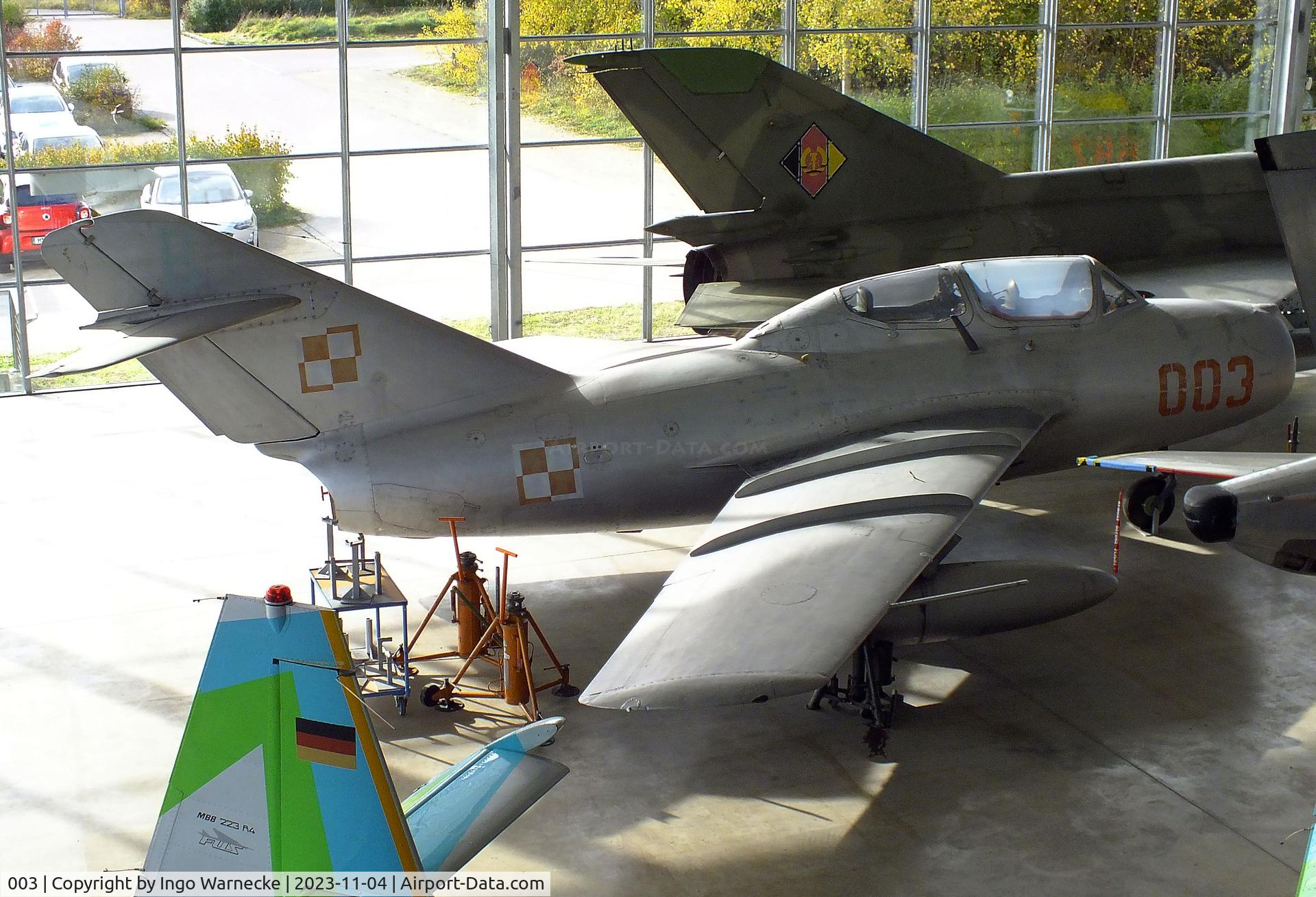 003, PZL-Mielec Lim-2 (MiG-15bis) (MiG-15bis) C/N 1A08003, PZL-Mielec SBLim-1 (MiG-15UTI) MIDGET at the Flugwerft Schleißheim of Deutsches Museum, Oberschleißheim