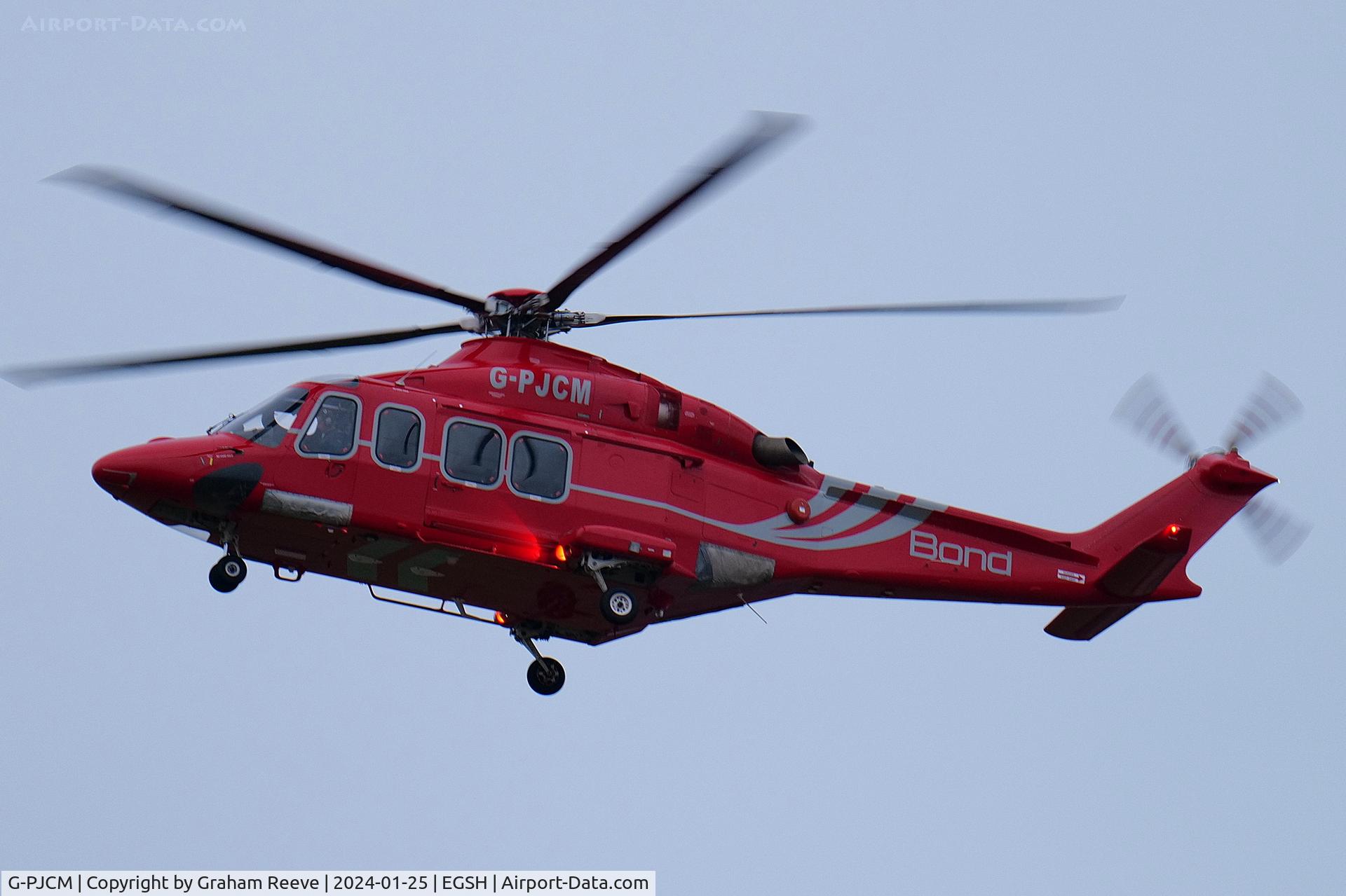 G-PJCM, 2009 Agusta Aerospace Corporation AW 139 C/N 41207, On approach to Norwich.