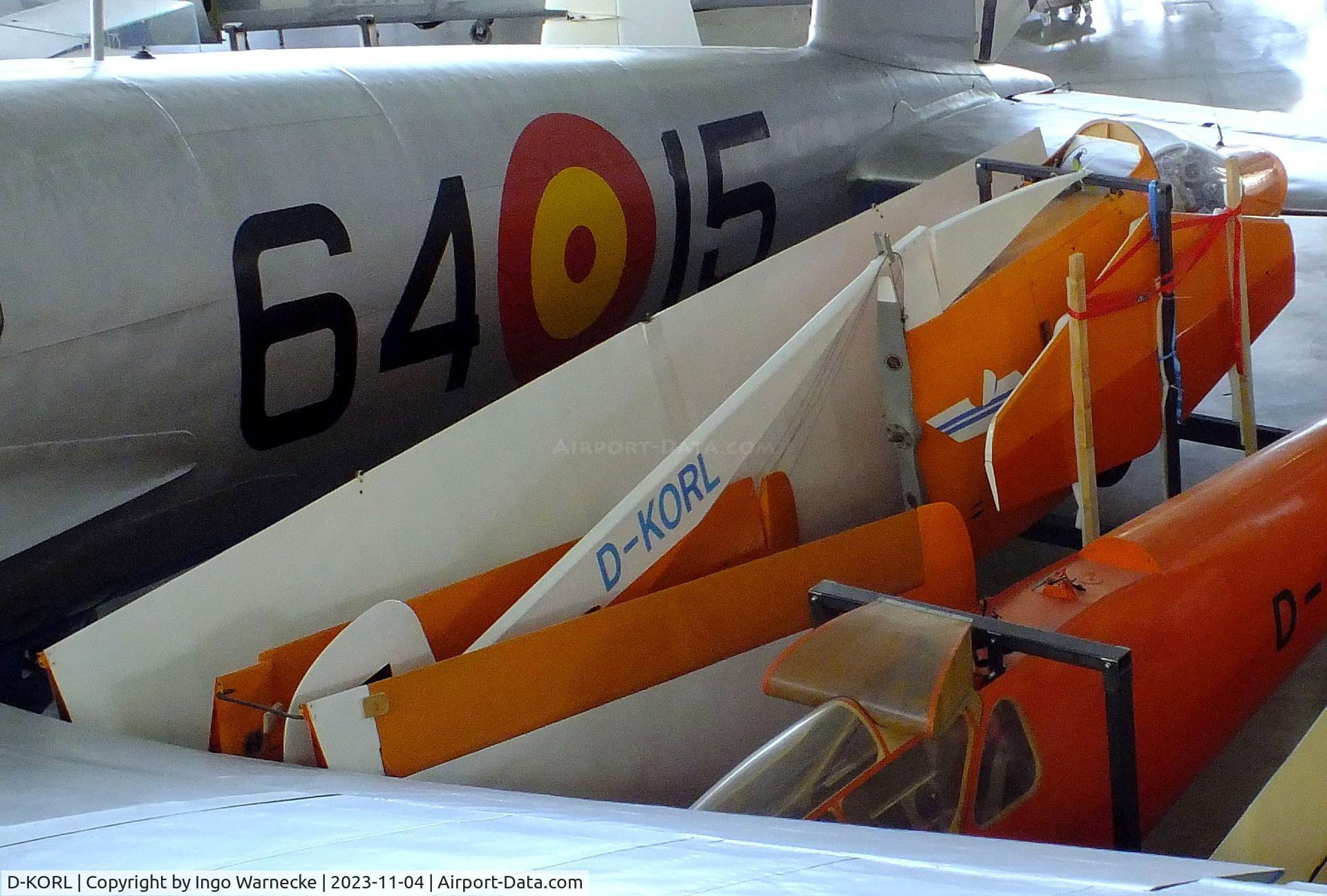 D-KORL, 1964 Wiesloch Krahe IV C/N **, Raab (P. Gerold) Krähe IV (wings dismounted, crated) at the Flugwerft Schleißheim of Deutsches Museum , Oberschleißheim