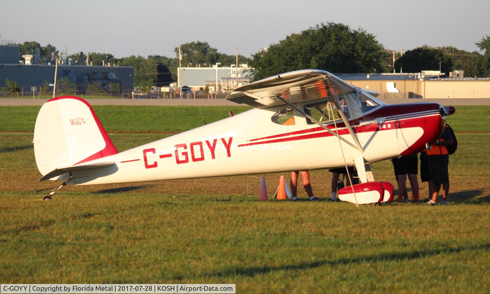 C-GOYY, 2013 1 F.W. Willy's 140 C/N WGW 1, C140 zx Willy's 140, homebuilt version of the Cessna 140